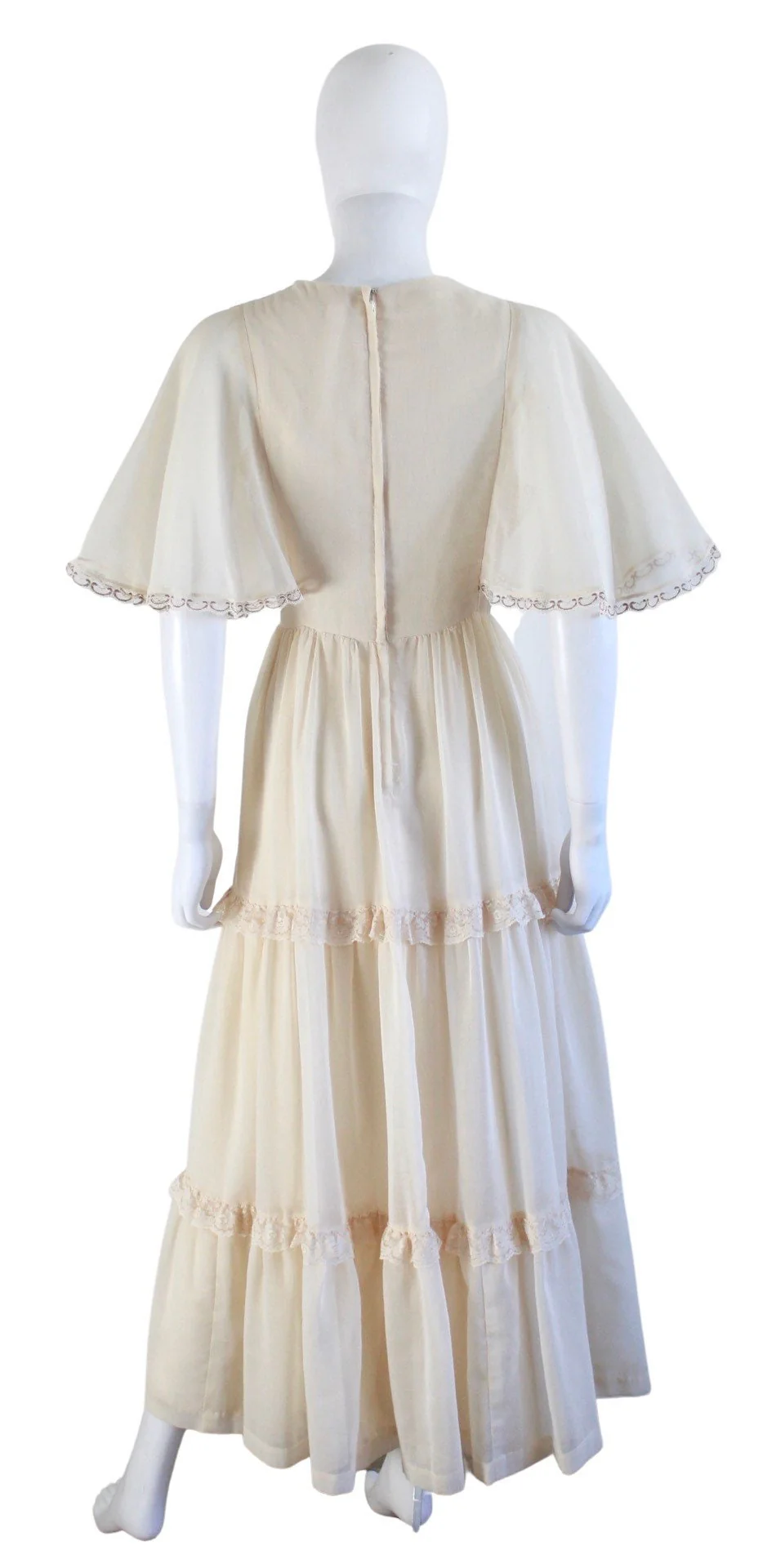 70s Renaissance Revival Ivory White Gunne Sax Style Dress - Image 9
