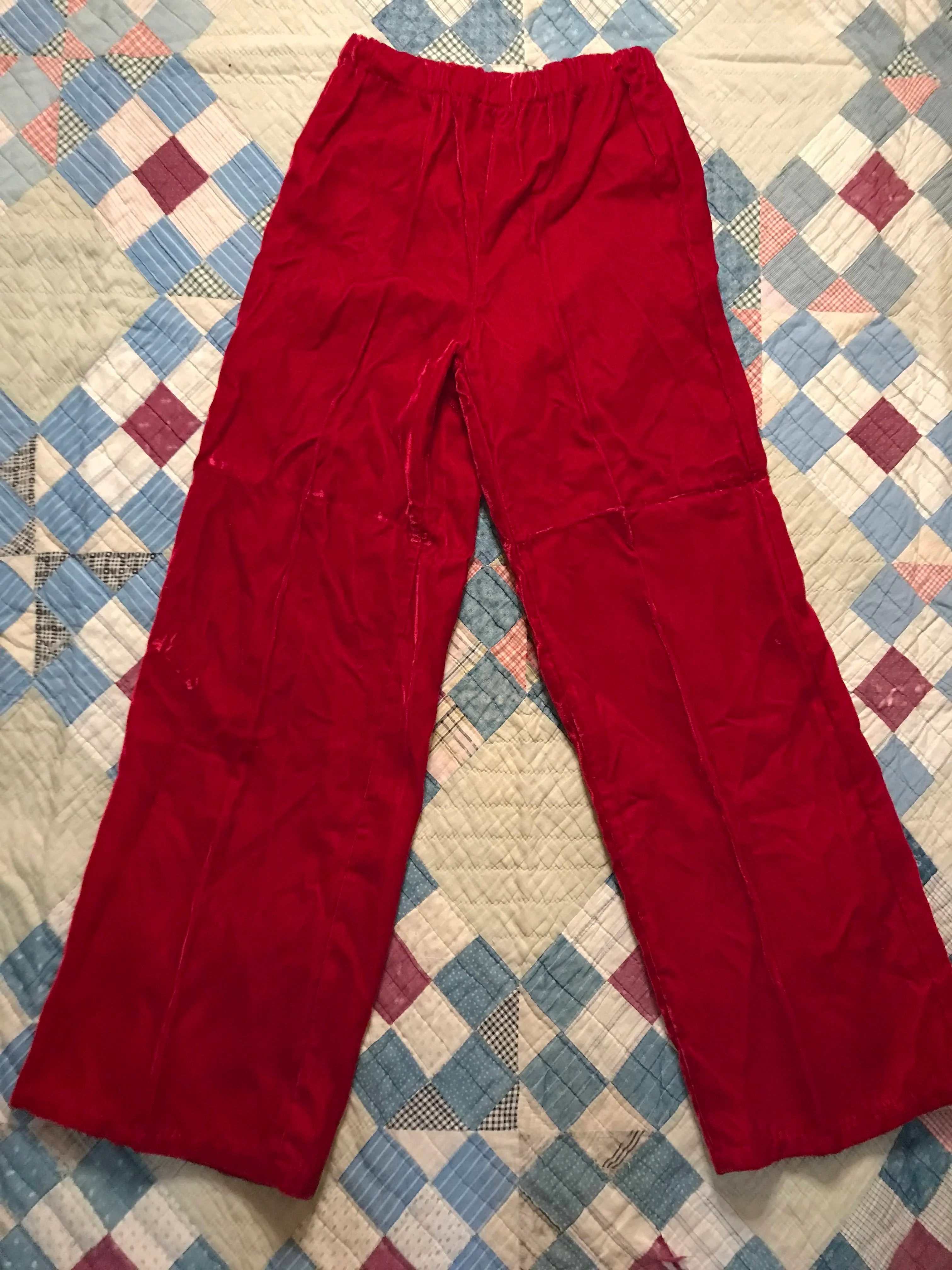 70s Retro Funky Crushed Red Velvet Pajama Co Ord Set - Image 10