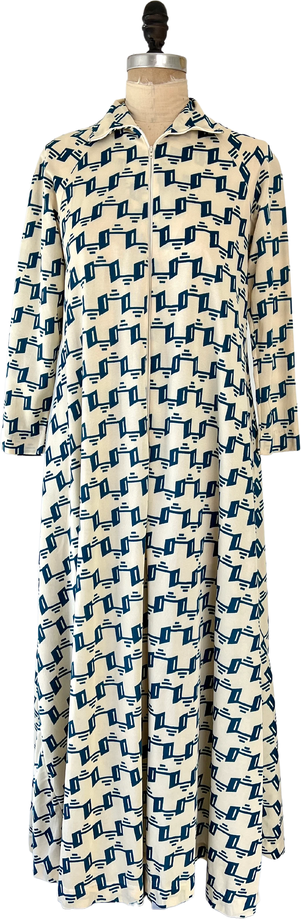 70s Retro Geometric Maxi Dress By David Brown of California