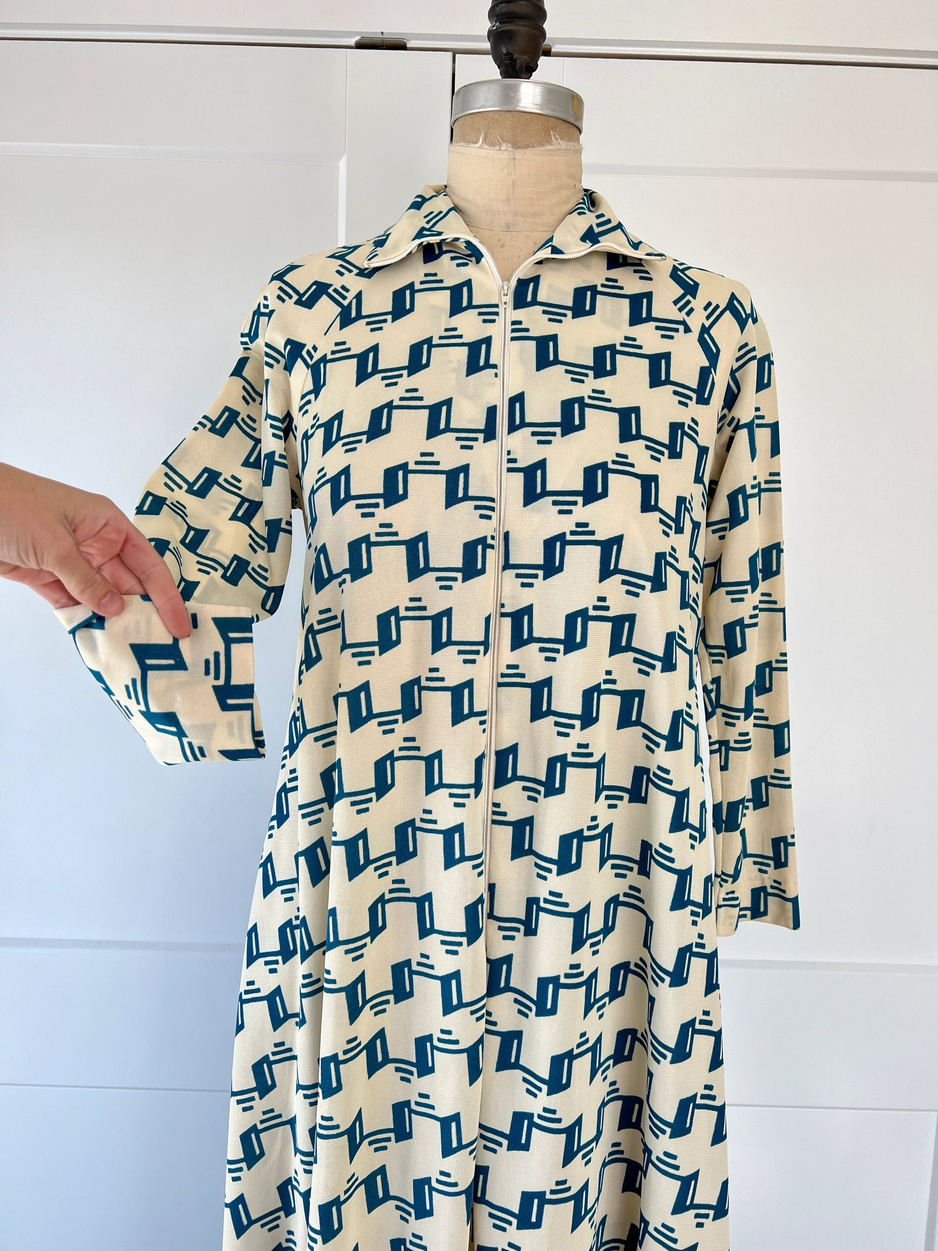 70s Retro Geometric Maxi Dress By David Brown of California - Image 3