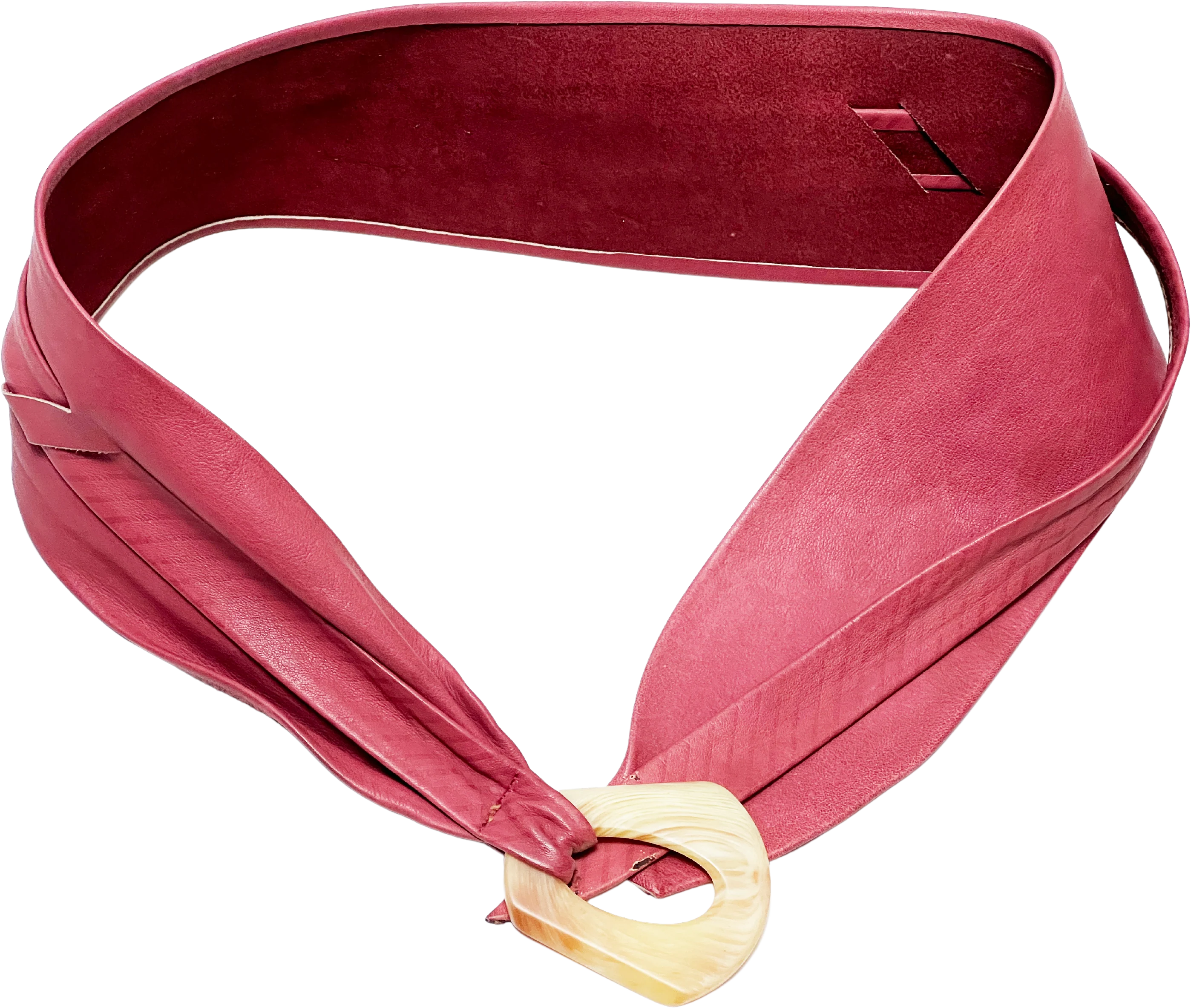 70s Retro Magenta Leather Wrap Statement Belt - Image 2