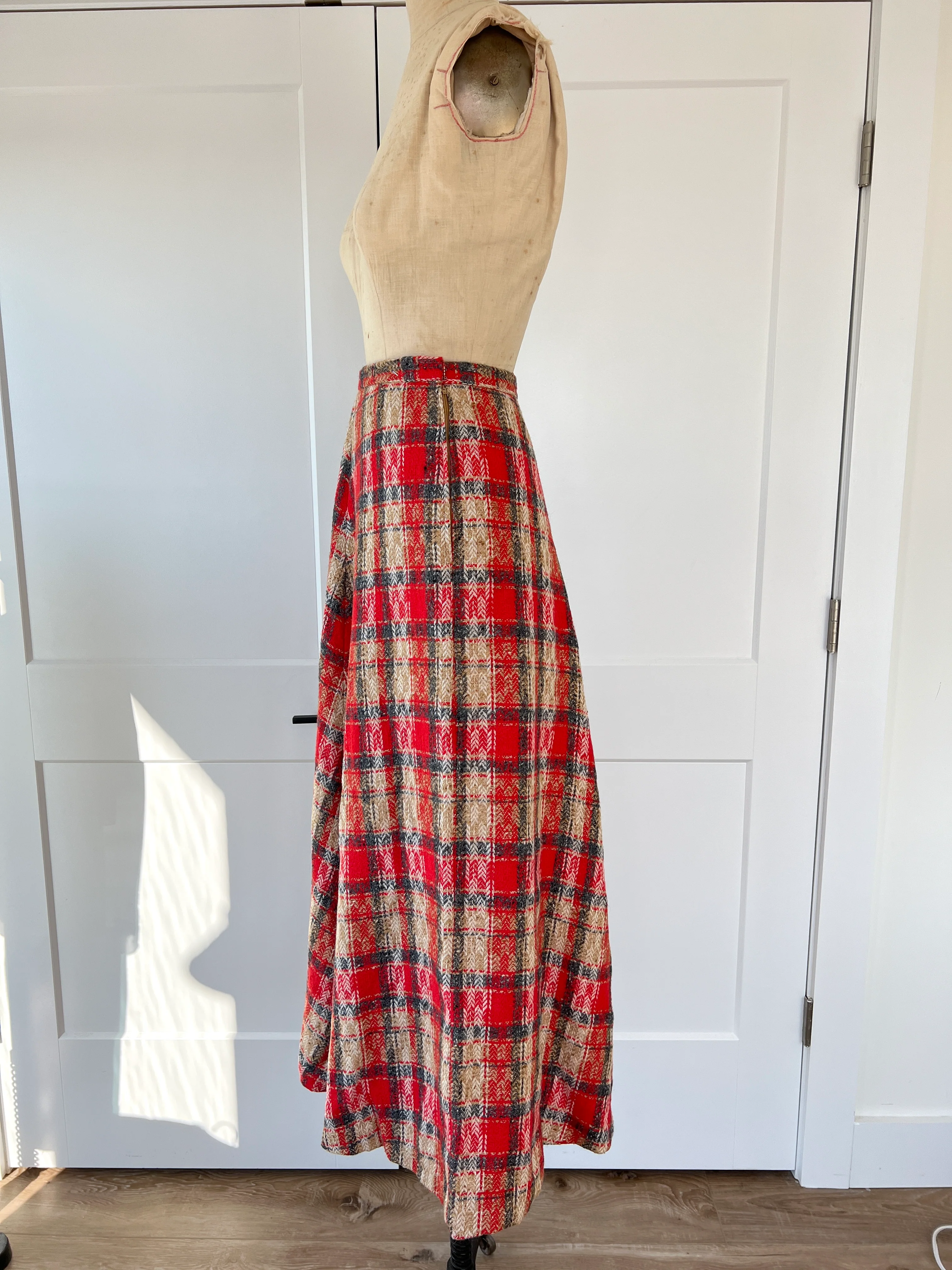 70s Retro Plaid Maxi Skirt By Beverly Paige - Image 3