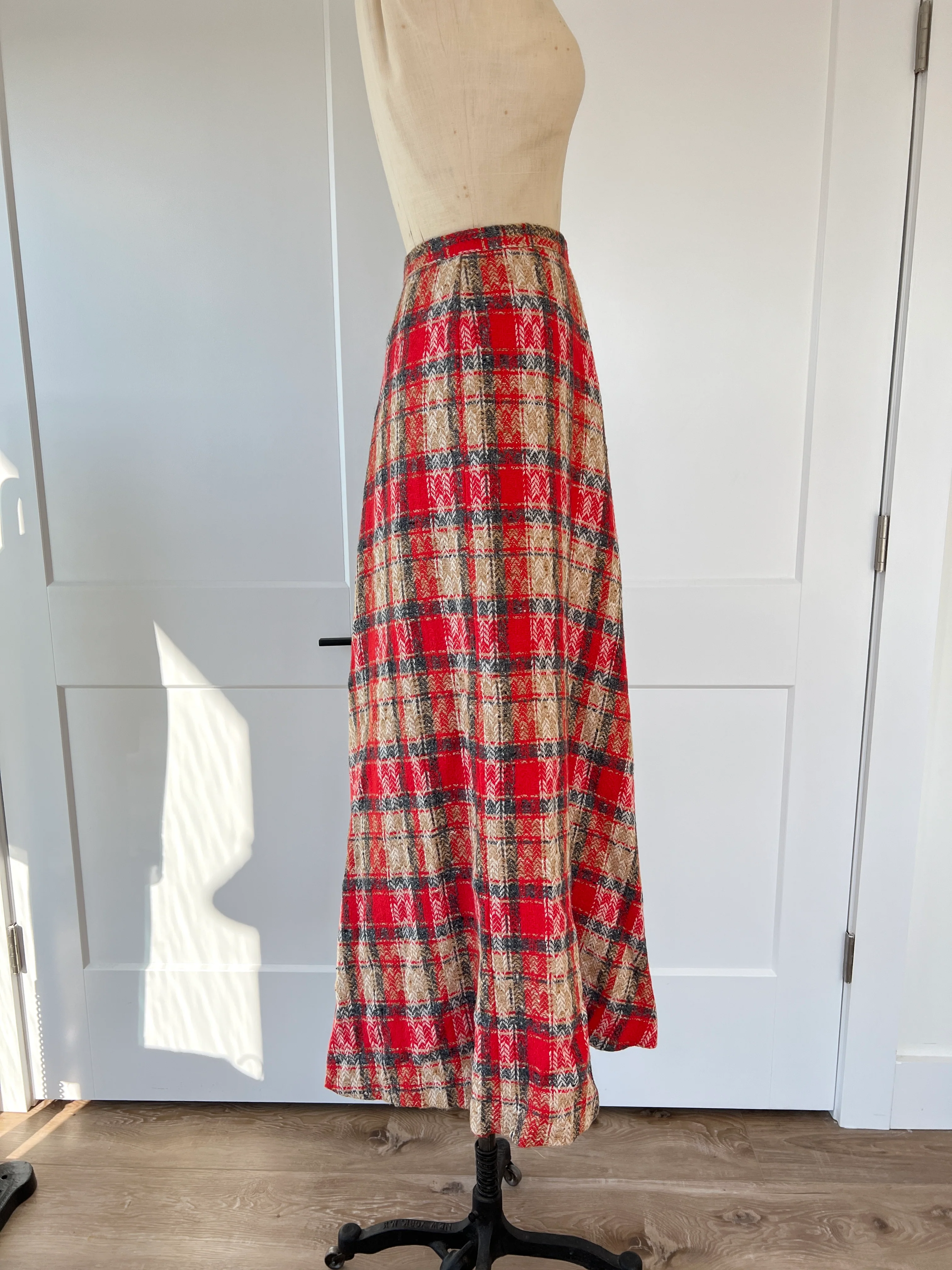 70s Retro Plaid Maxi Skirt By Beverly Paige - Image 4