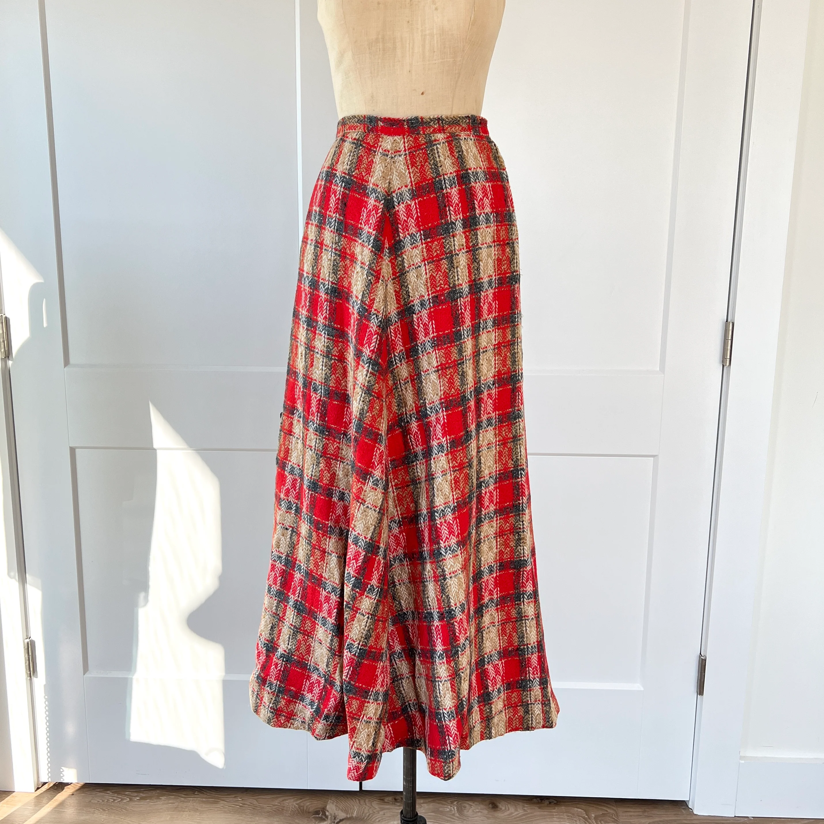 70s Retro Plaid Maxi Skirt By Beverly Paige - Image 5