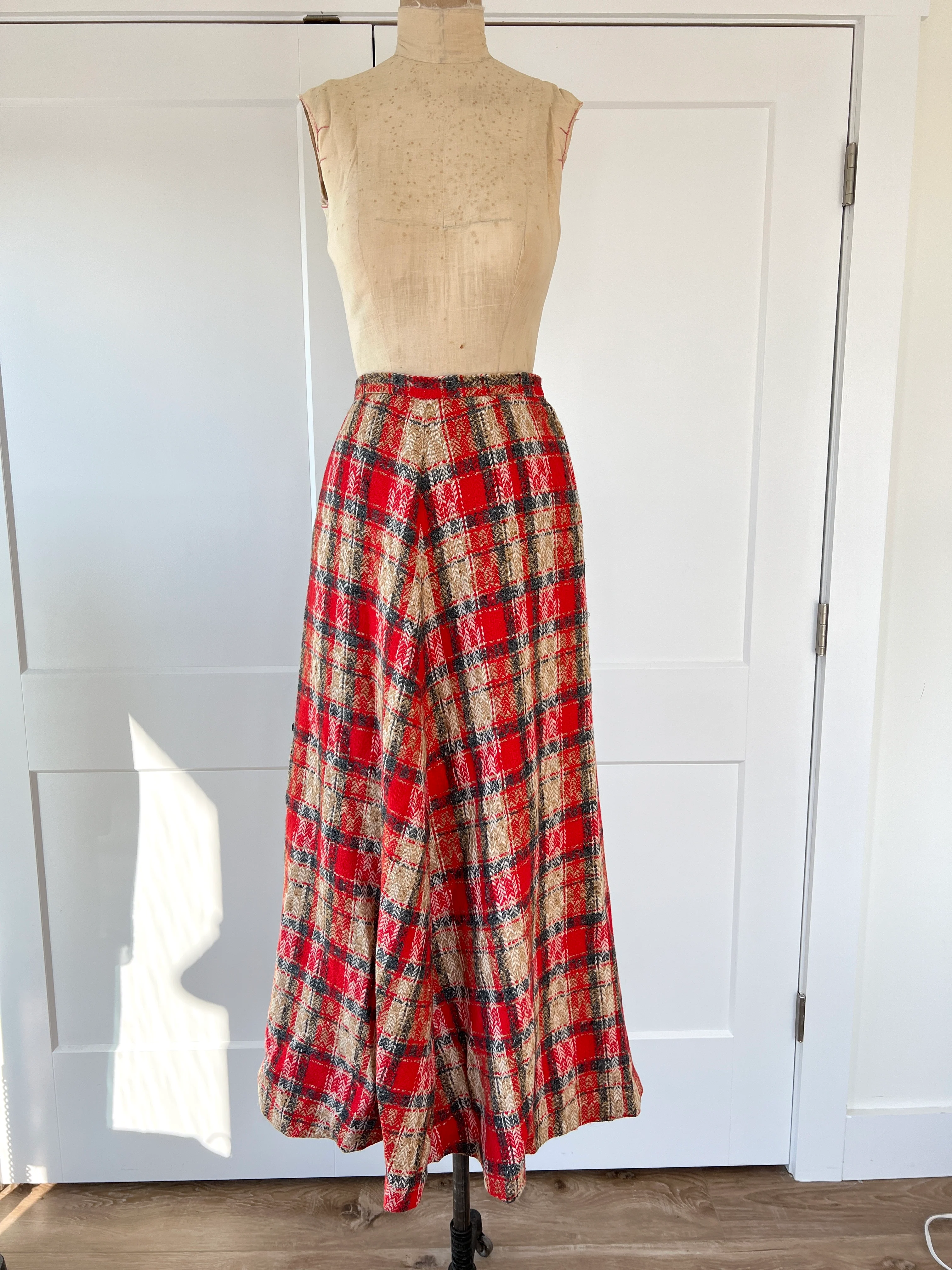 70s Retro Plaid Maxi Skirt By Beverly Paige - Image 6