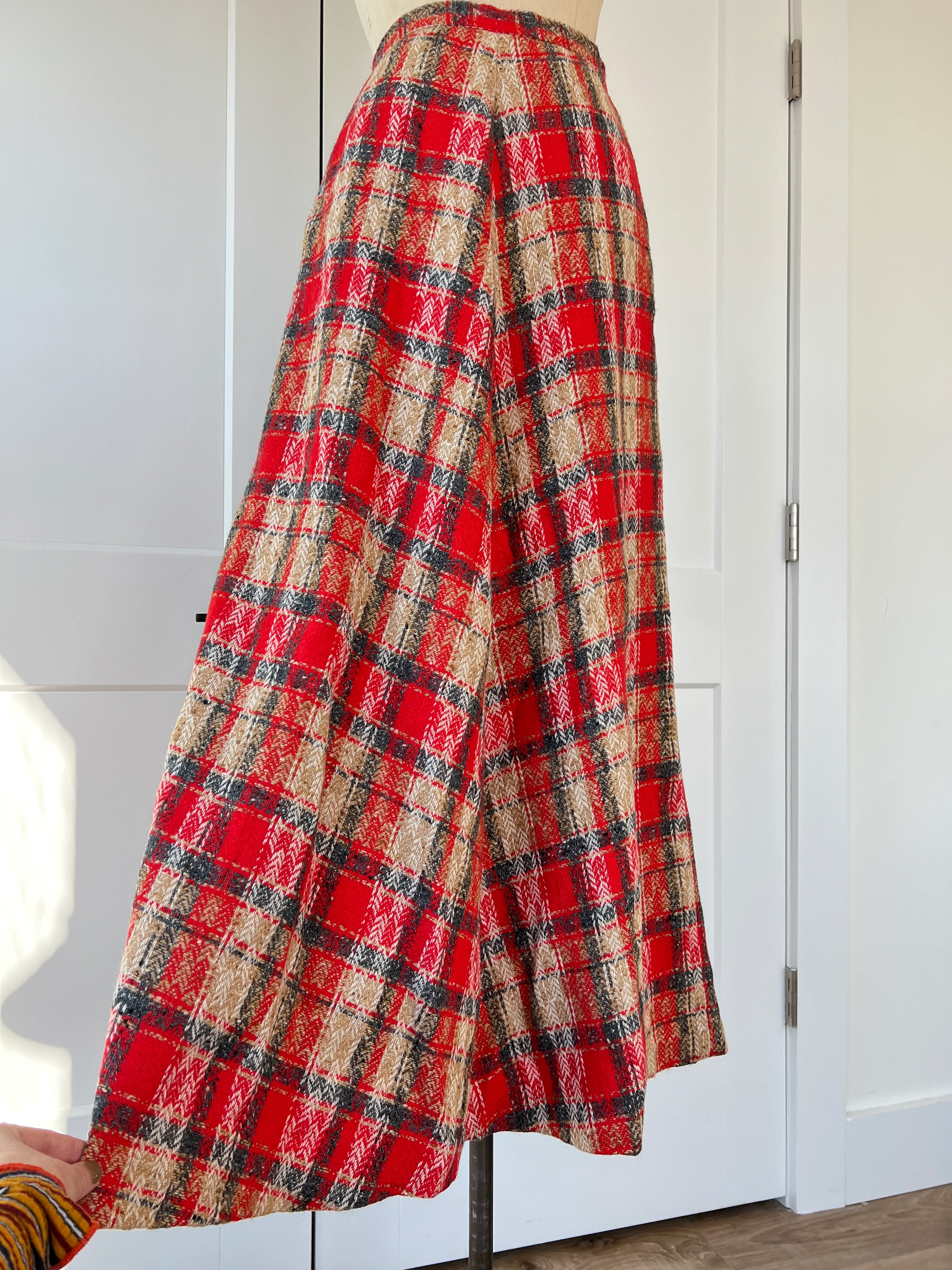 70s Retro Plaid Maxi Skirt By Beverly Paige - Image 7