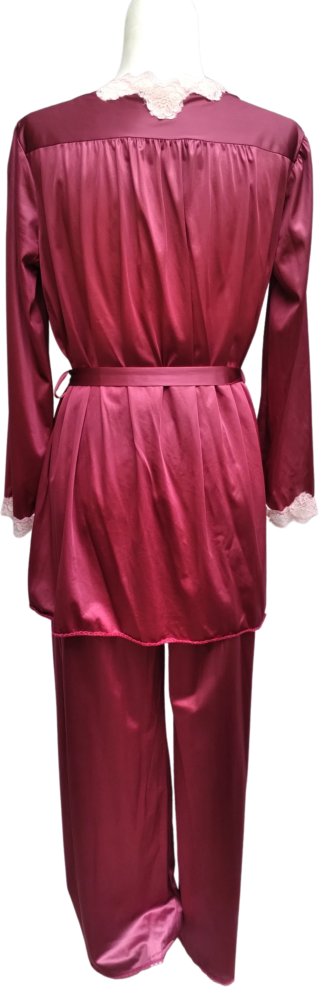 70s Romantic Silky Lace Trimmed Pajama Set - Image 2