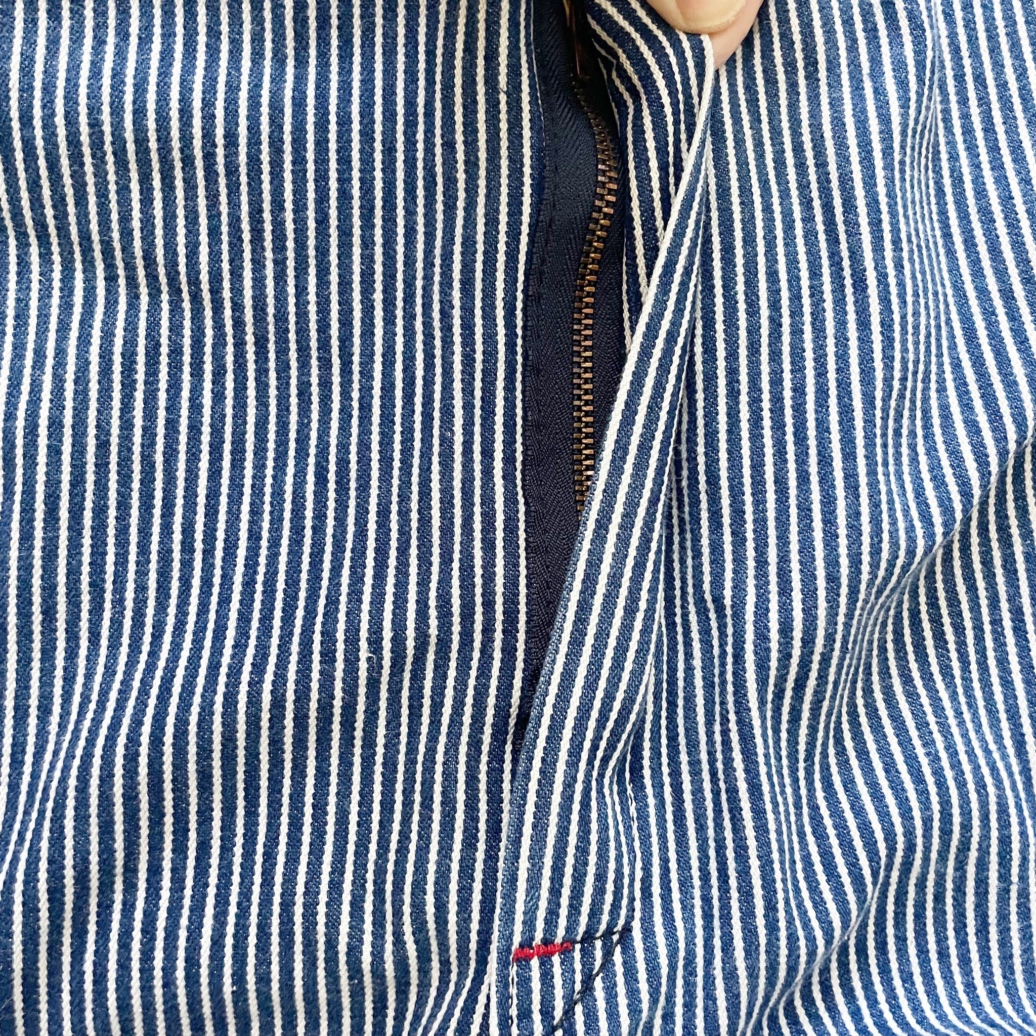 70s Vintage Hickory Railroad Striped Denim Overalls 38 By Round House - Image 7