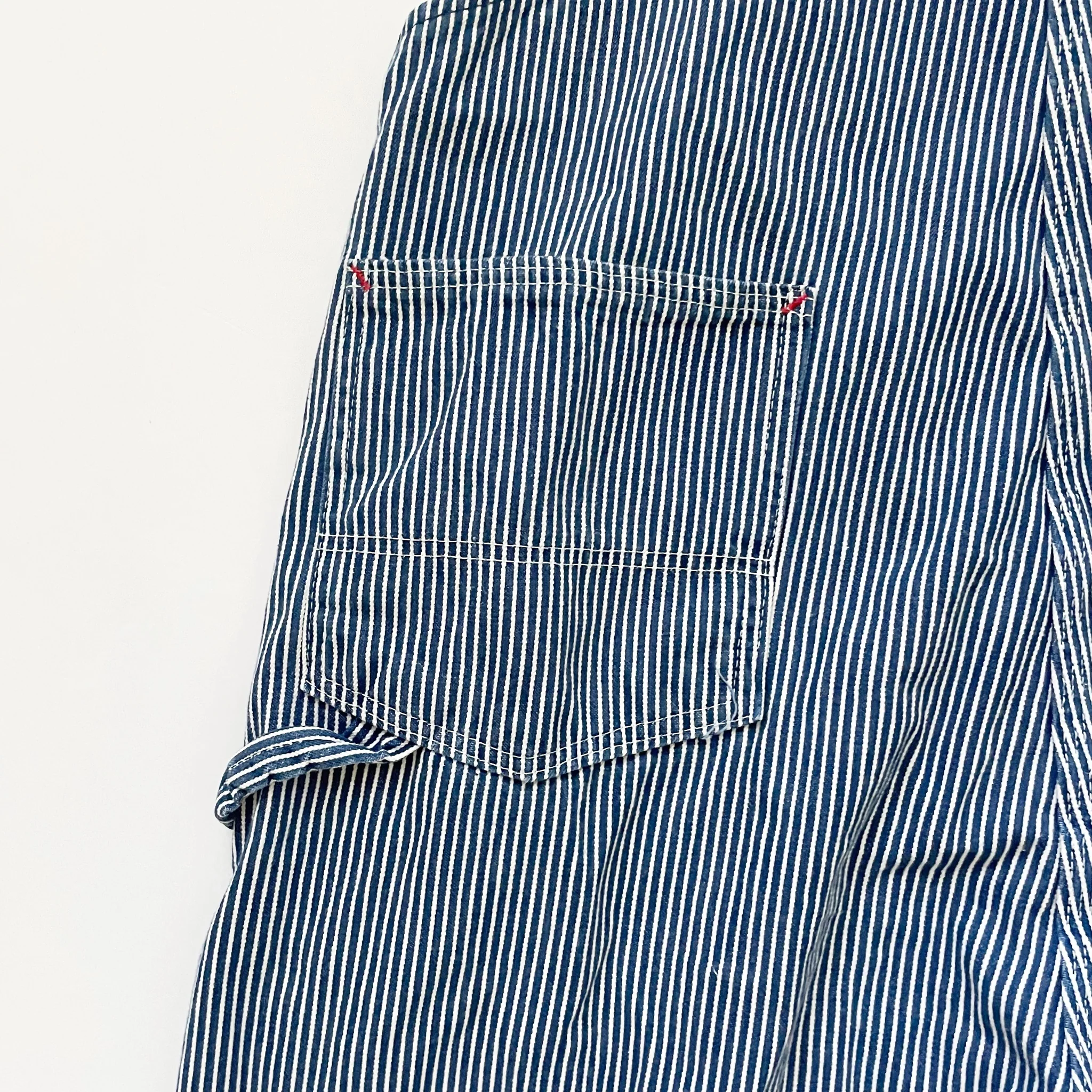 70s Vintage Hickory Railroad Striped Denim Overalls 38 By Round House - Image 8