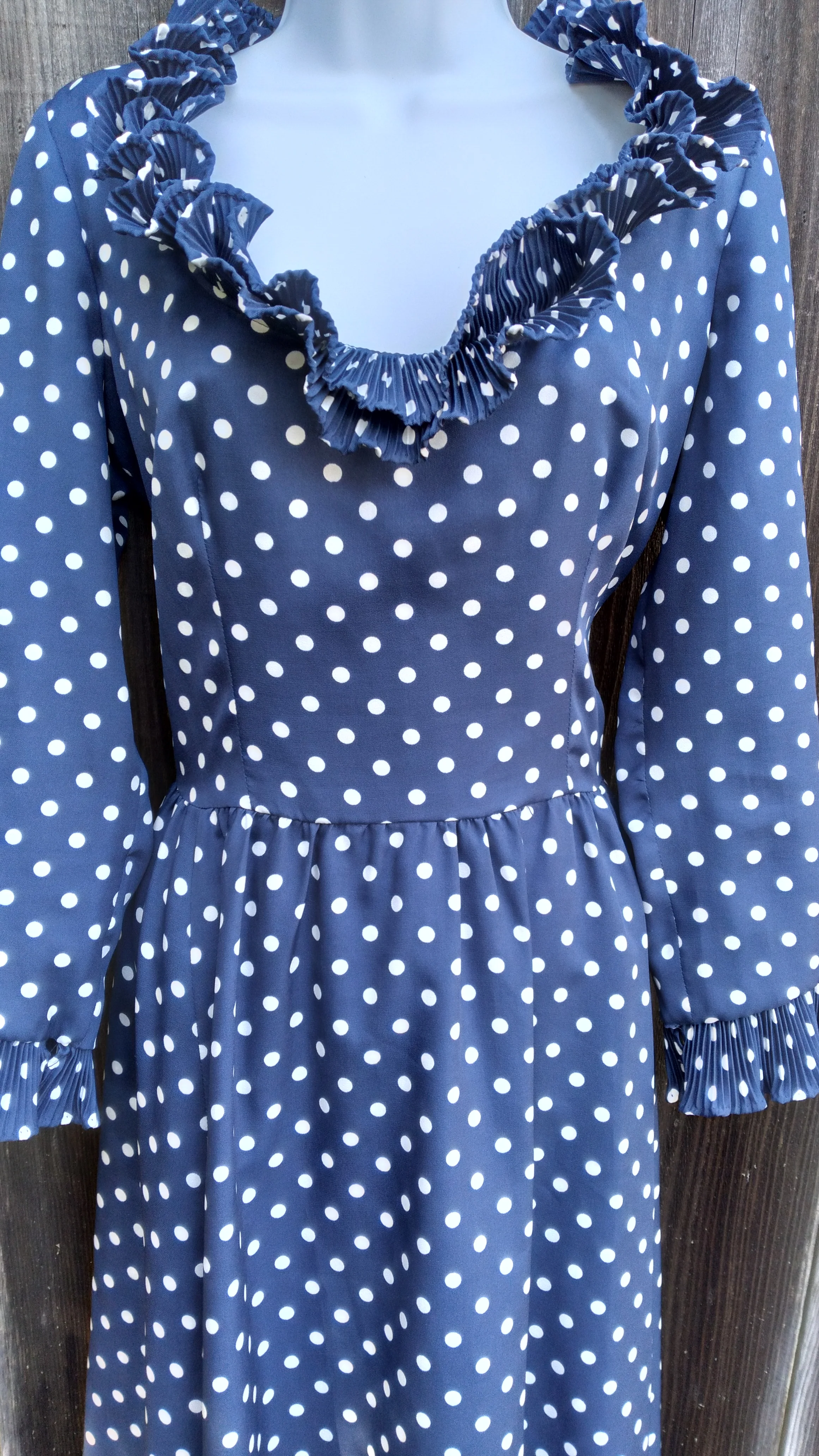 70s Ruffled Polka Dot Dress By Victor Costa - Image 8