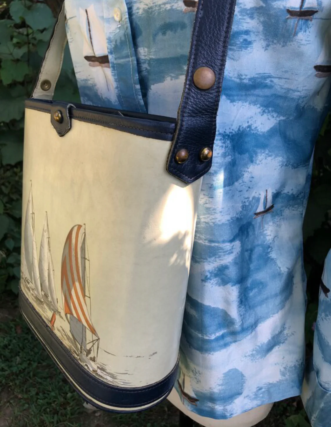 70s Sailboat Handbag Tote Bag - Image 4