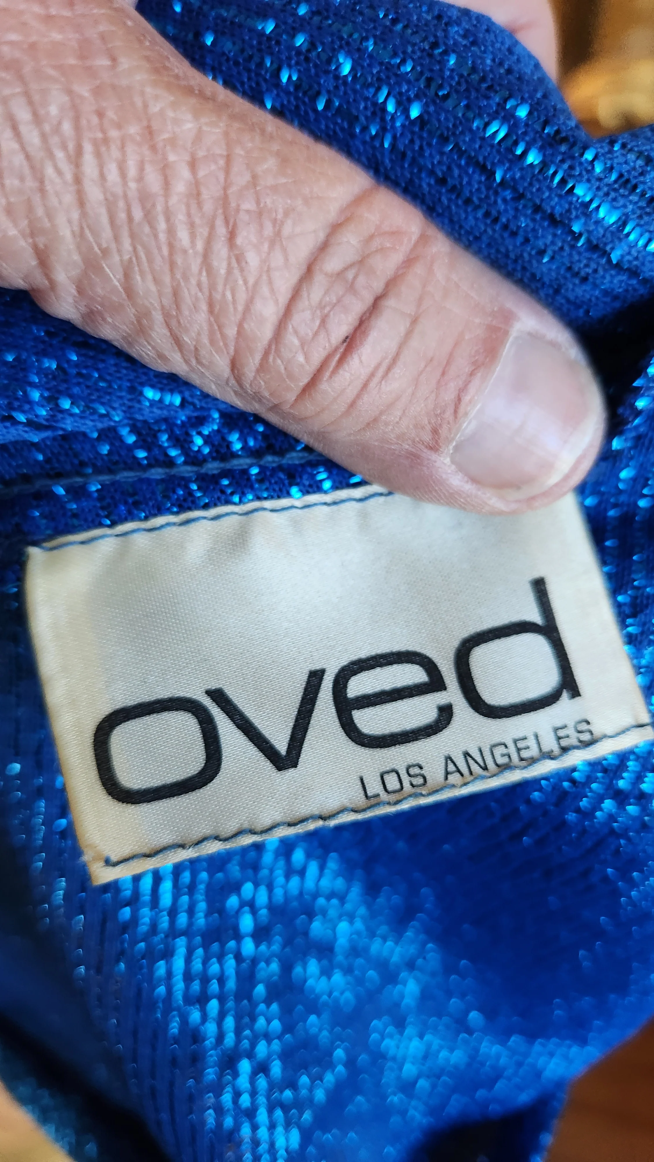 70s Sapphire Blue Sparkling Lurex Disco Dress By Oved Los Angeles - Image 6