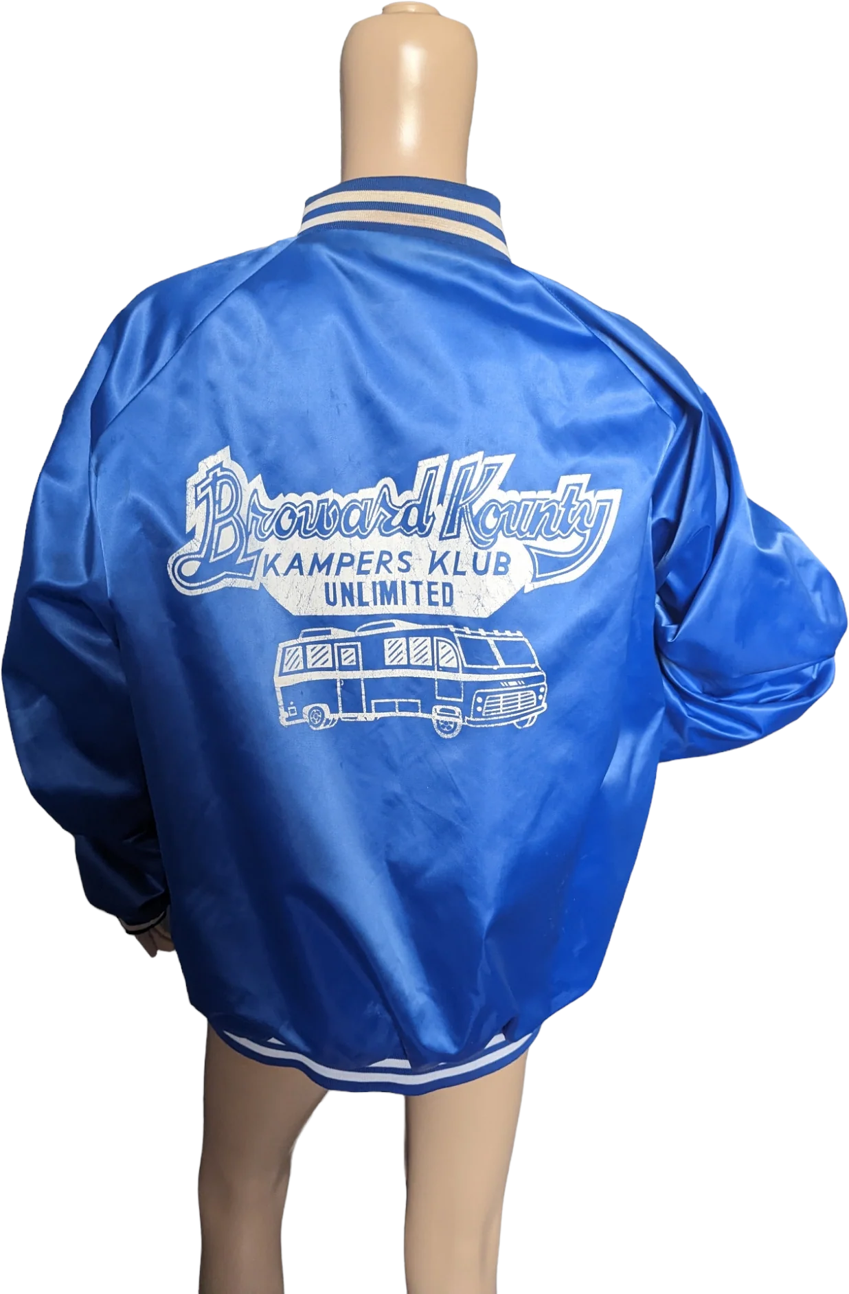 70s Satin Bomber Varsity Jacket Rv Camping Club By Cardinal - Image 2
