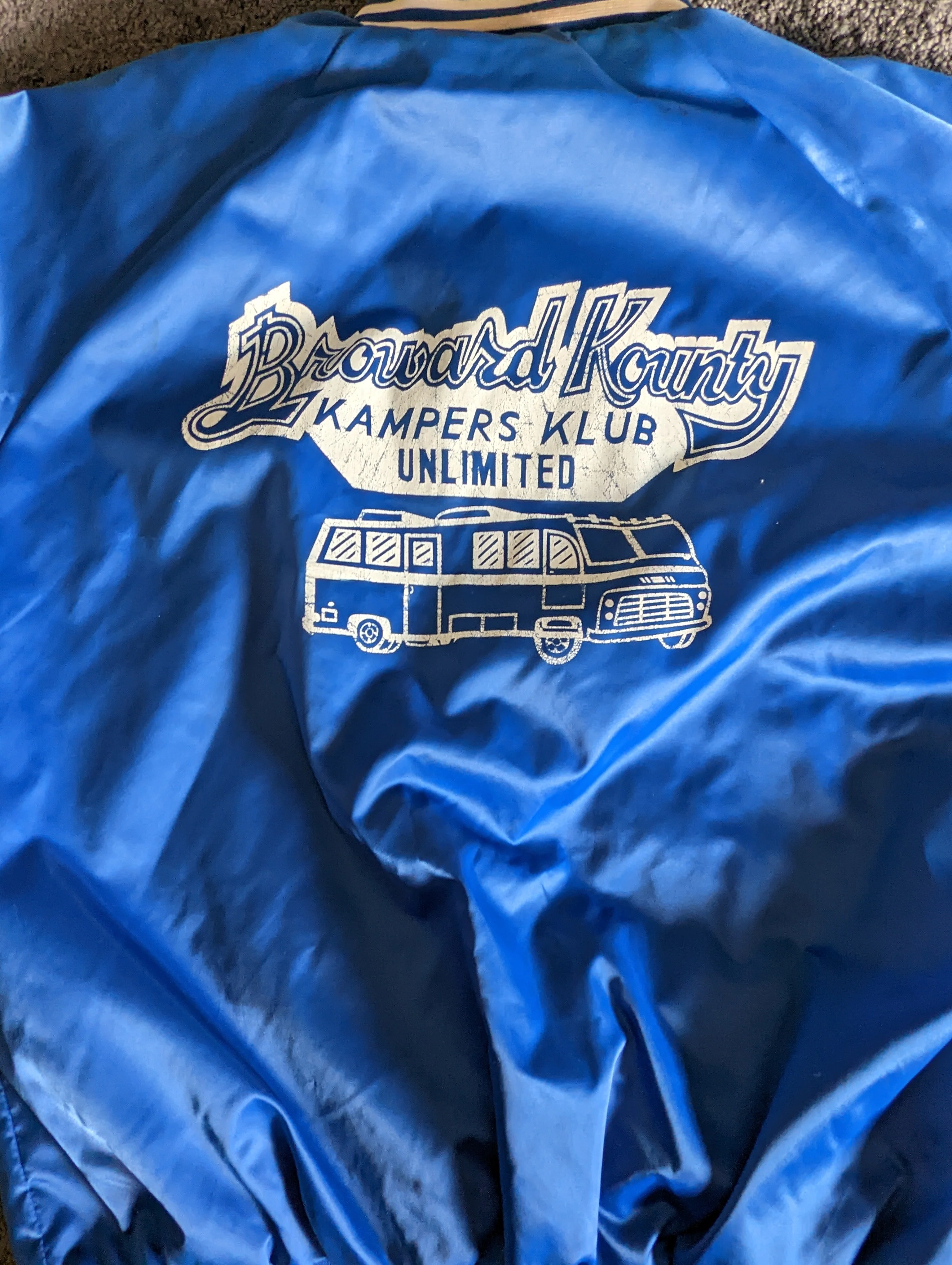 70s Satin Bomber Varsity Jacket Rv Camping Club By Cardinal - Image 6