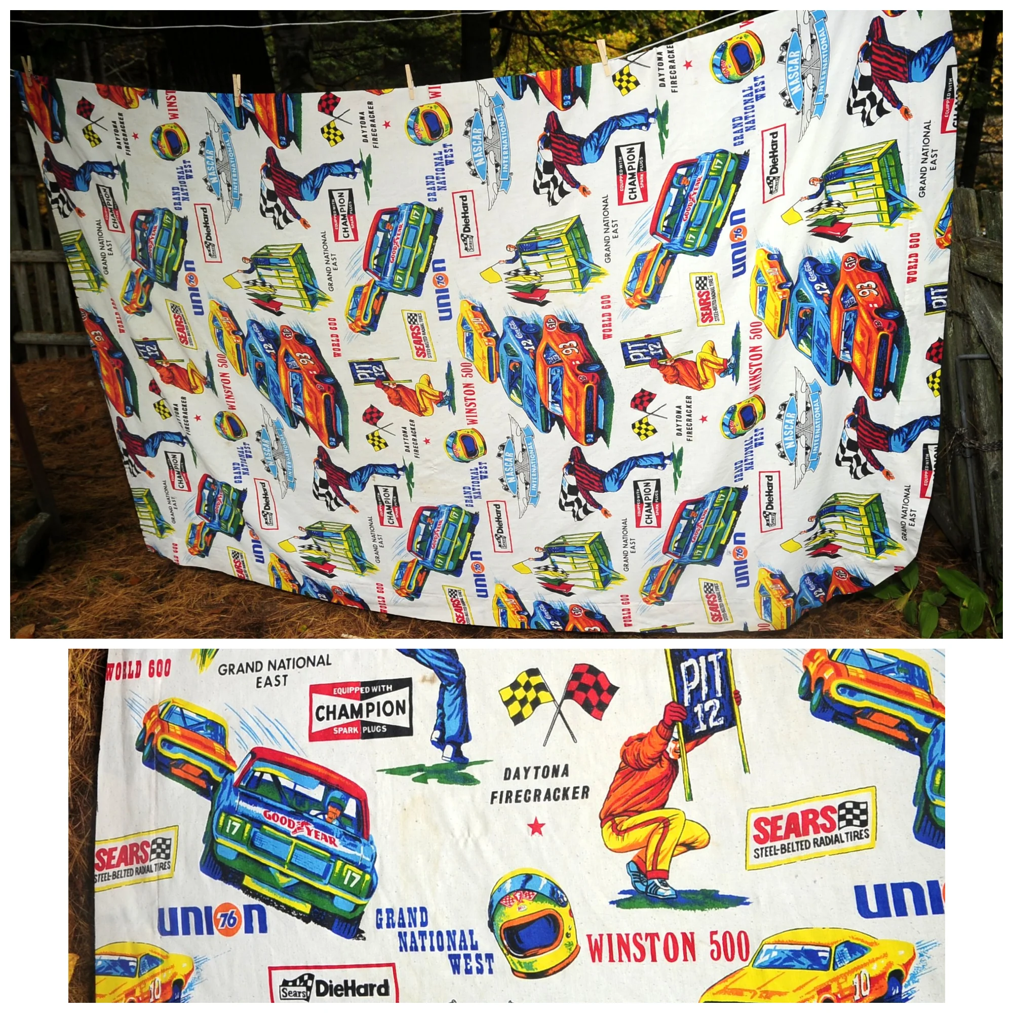 70s Nascar Twin Bedspread Grand National West by Sears - Image 3