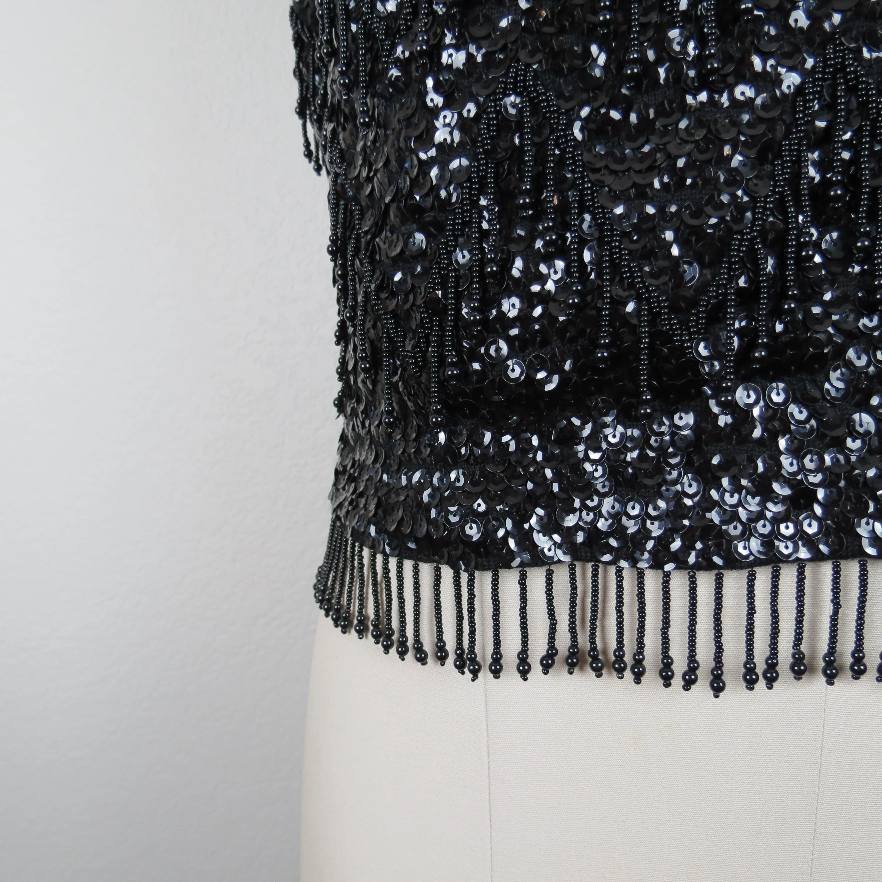 70s Sequined Top Hand Beaded Sweater Cocktail Evening - Image 5