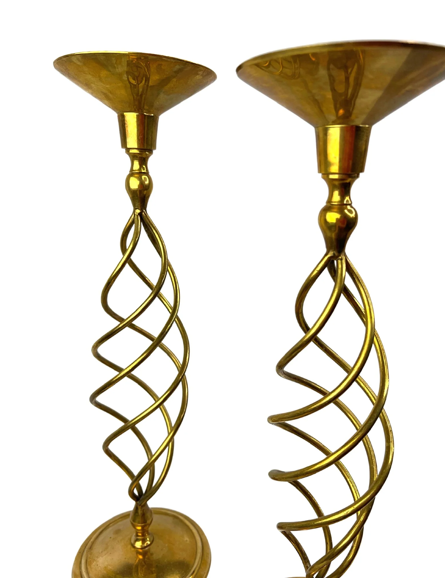 70s Set Of 2 Brass Spiral Candlesticks - Image 6