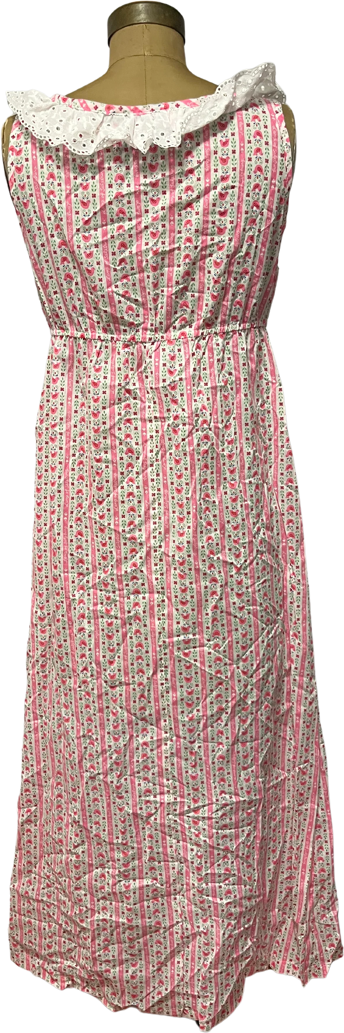 70s Sexy Pink Iconic Nightgown With Cotton Eyelet Trim By Lanz of Salzburg - Image 3