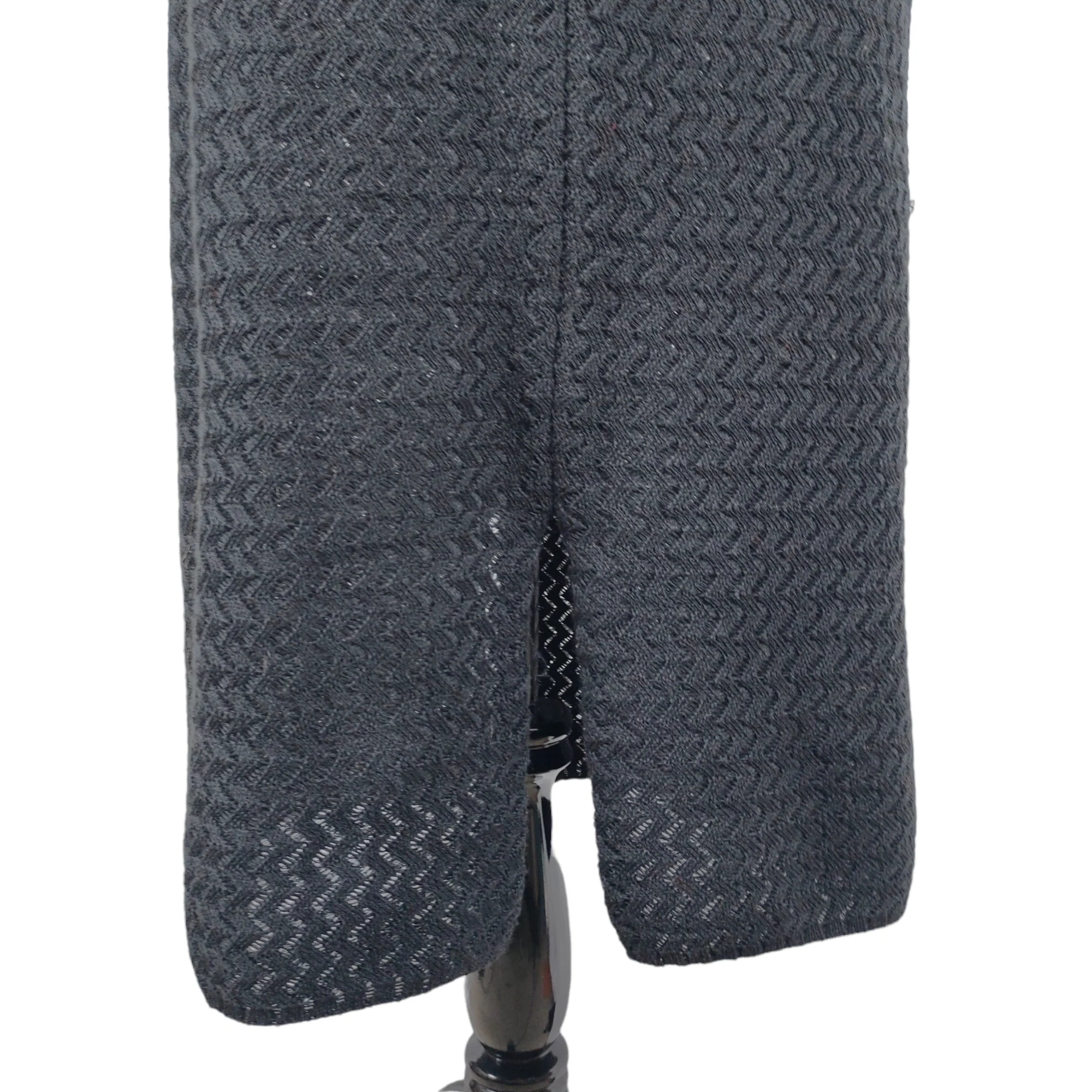 70s Shawl Collar Long Chevron Knit Boxy Sweater Duster - Image 8