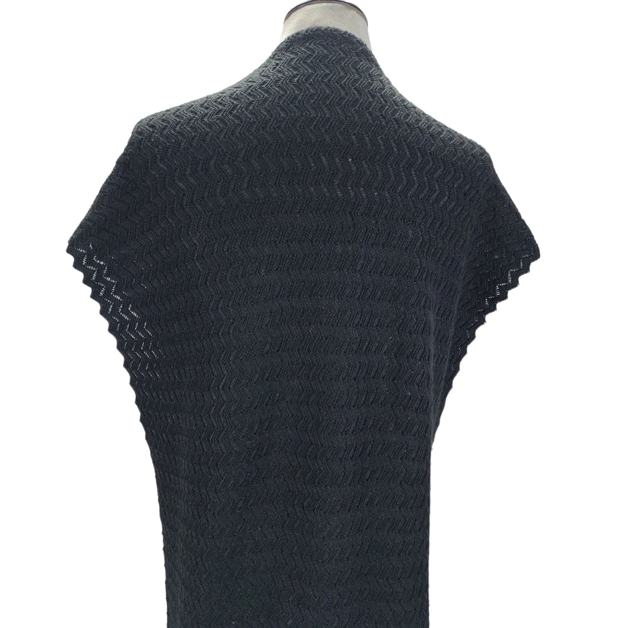 70s Shawl Collar Long Chevron Knit Boxy Sweater Duster - Image 9