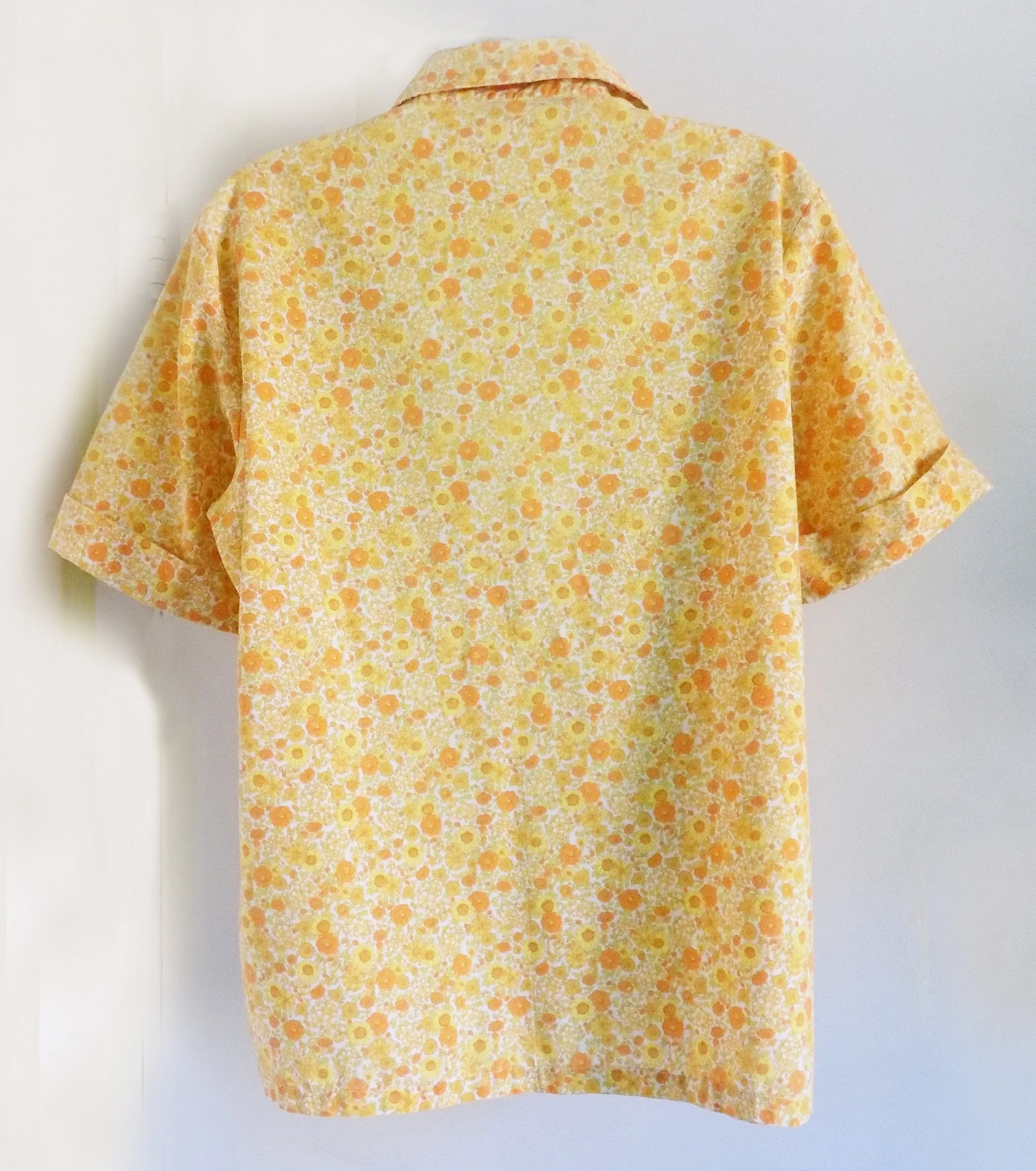 70s Ship N Shore Style Blouse No Label Cotton Yellow Orange by Ship N Shore - Image 5