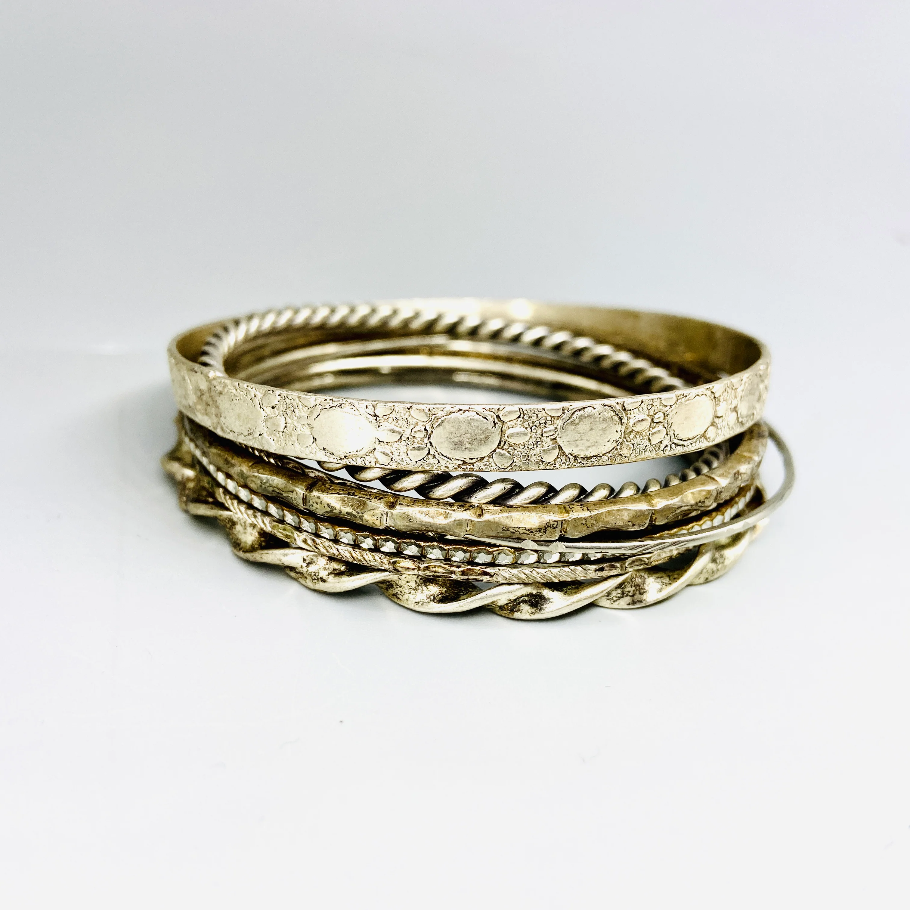 70s Silver Bangles Stash Of Handcrafted Bracelets - Image 5