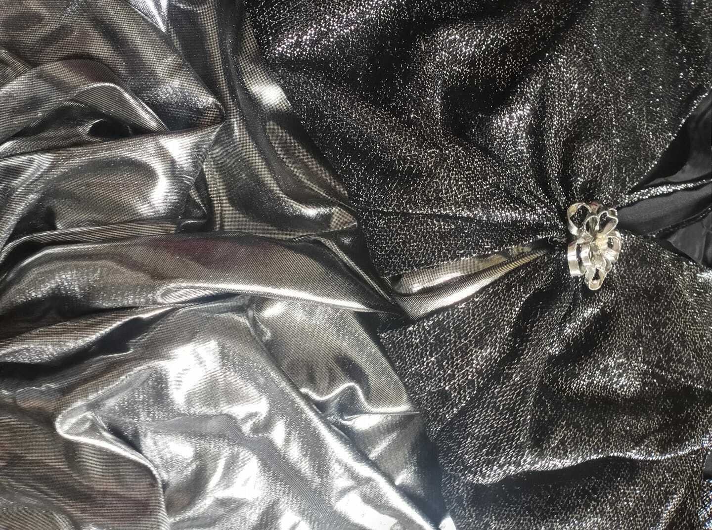 70s Silver Lame Dress Metallic Draped Back Brooch - Image 9
