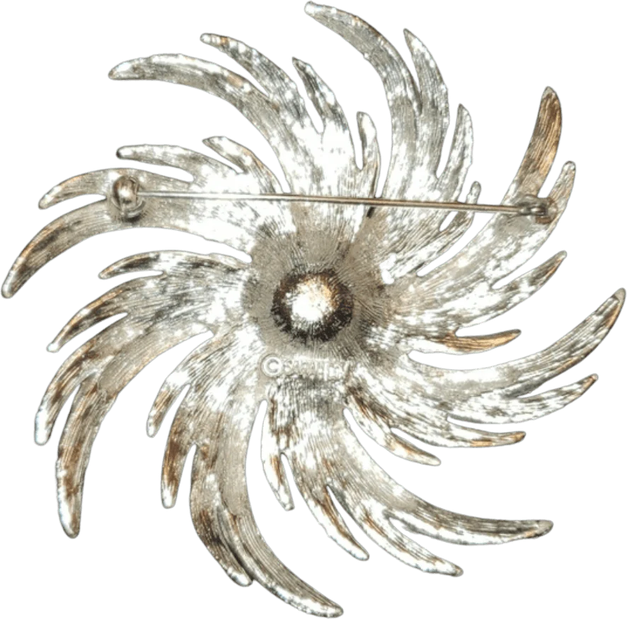 70's Silver Pinwheel Pearl Pin Brooch by Sarah Coventry - Image 3