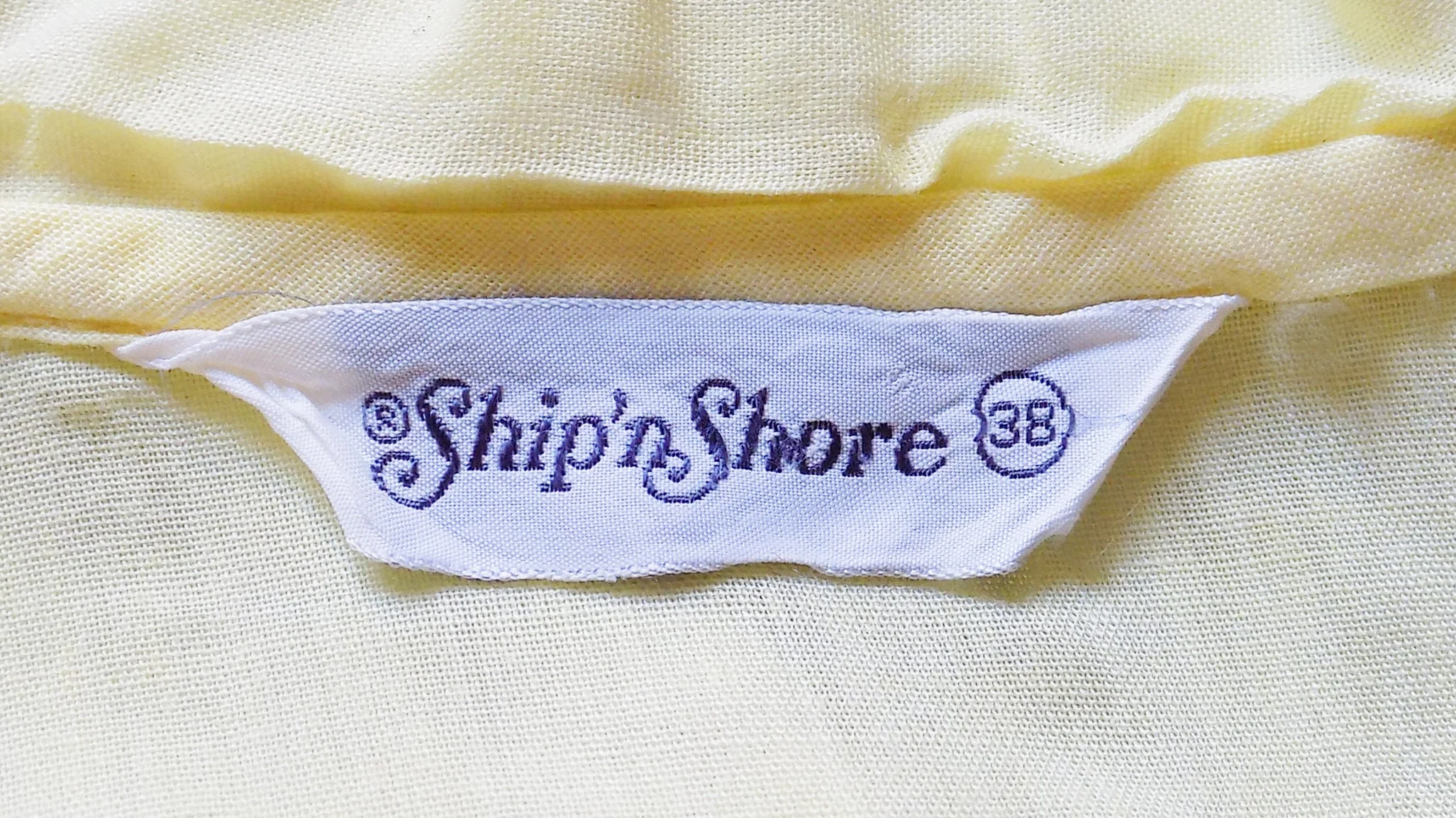 70s Sleeveless Yellow Ship N Shore Blouse Top Shirt Large Stripes Button Front Wide Collar Mod by Ship N Shore - Image 3