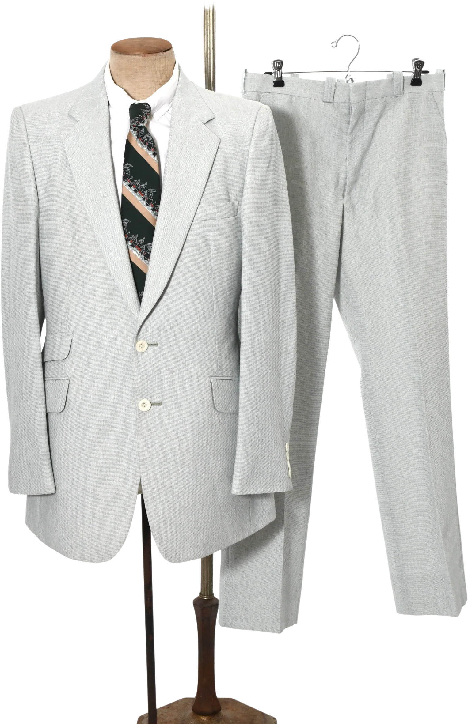 70s Soft Green Single Breasted Mens Two Piece Suit by Fioravanti