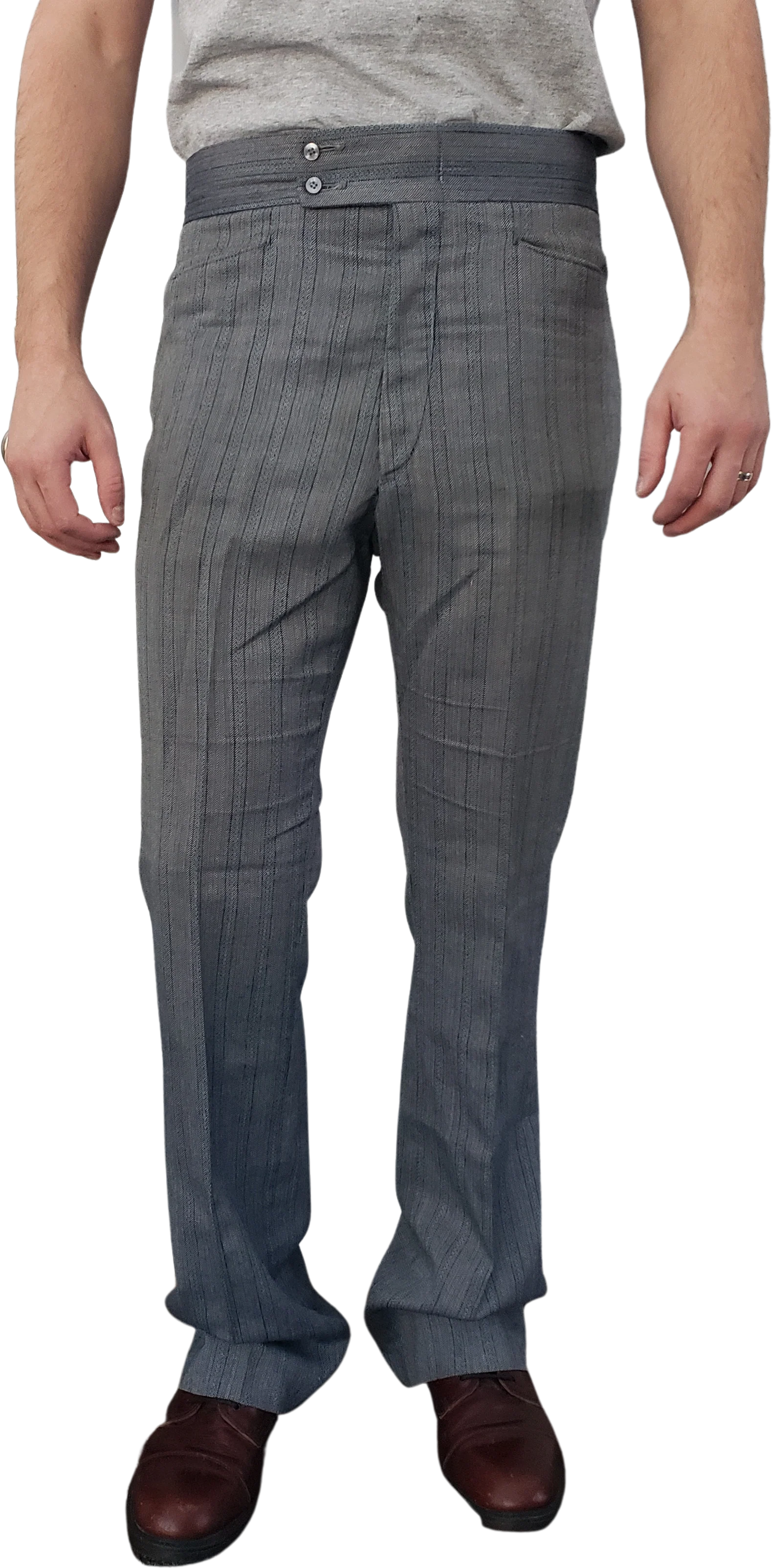 70s Sta-prest Gray And Blue Striped Pleated Trousers By Levi's