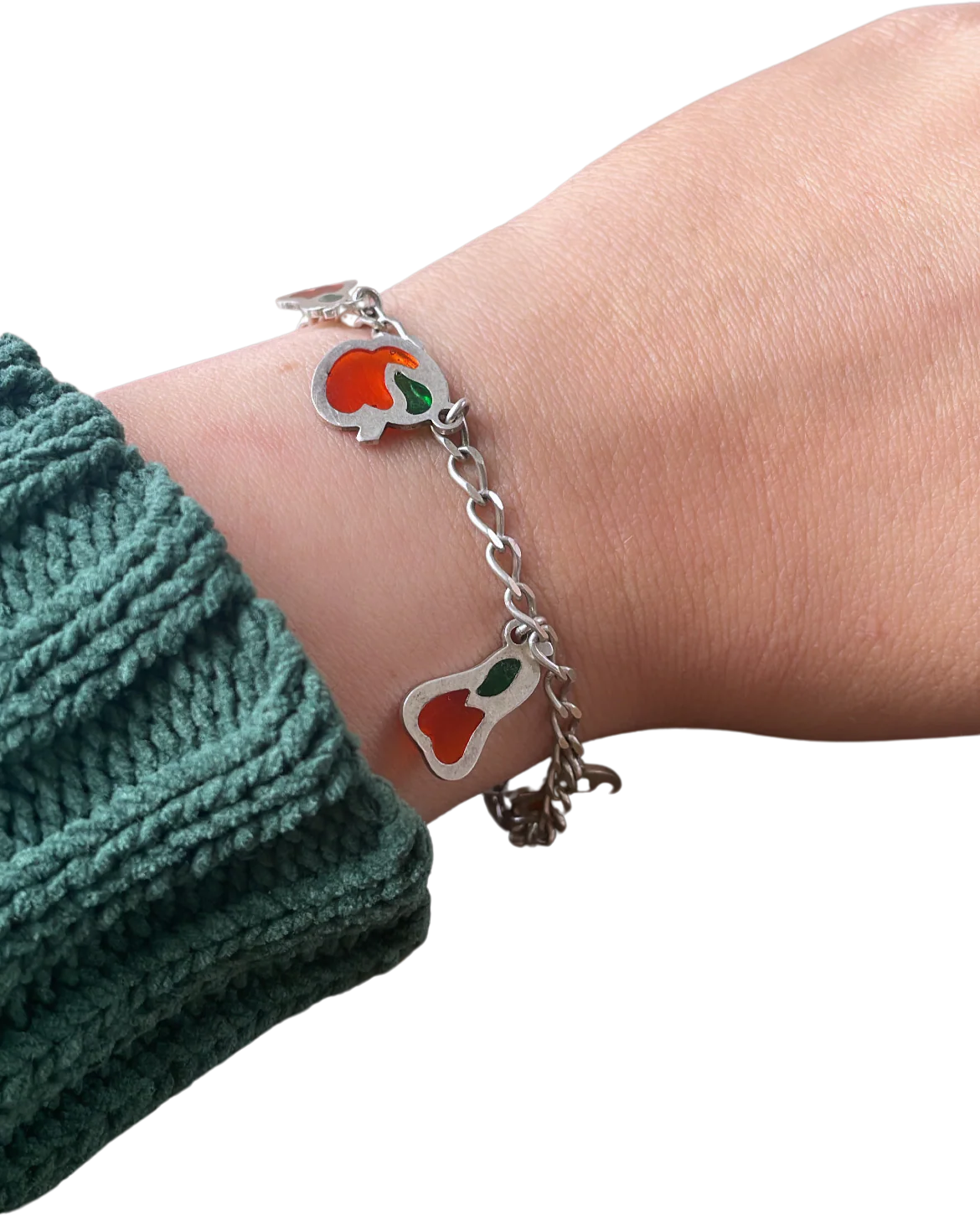 70s Sterling Bracelet With Fruit Charms From Italy - Image 2