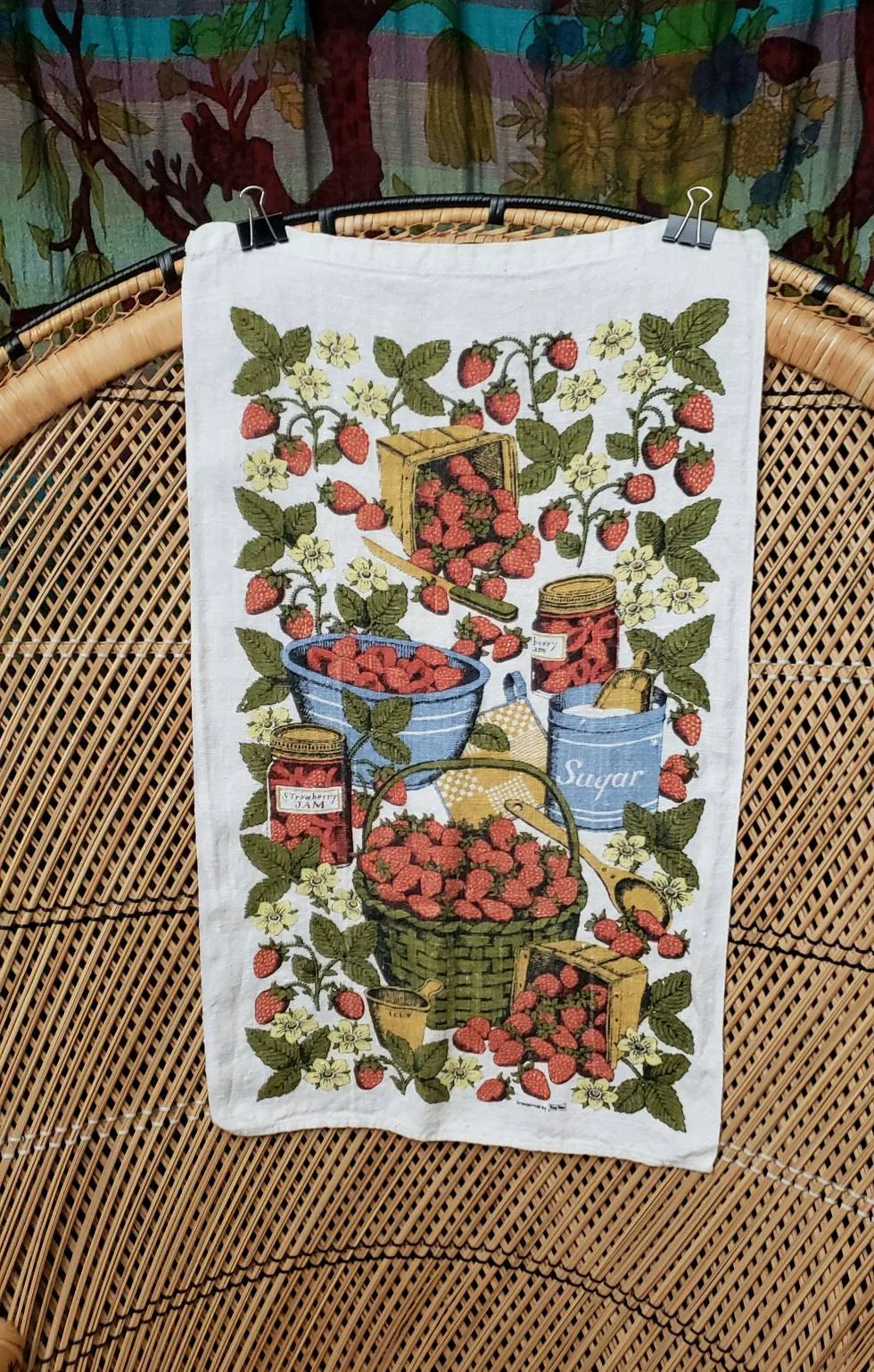 70s Strawberry Jam Linen Tea Towel by Kay Dee - Image 2