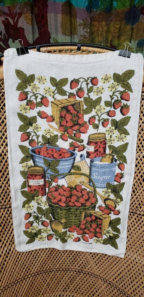 70s Strawberry Jam Linen Tea Towel by Kay Dee - Image 3