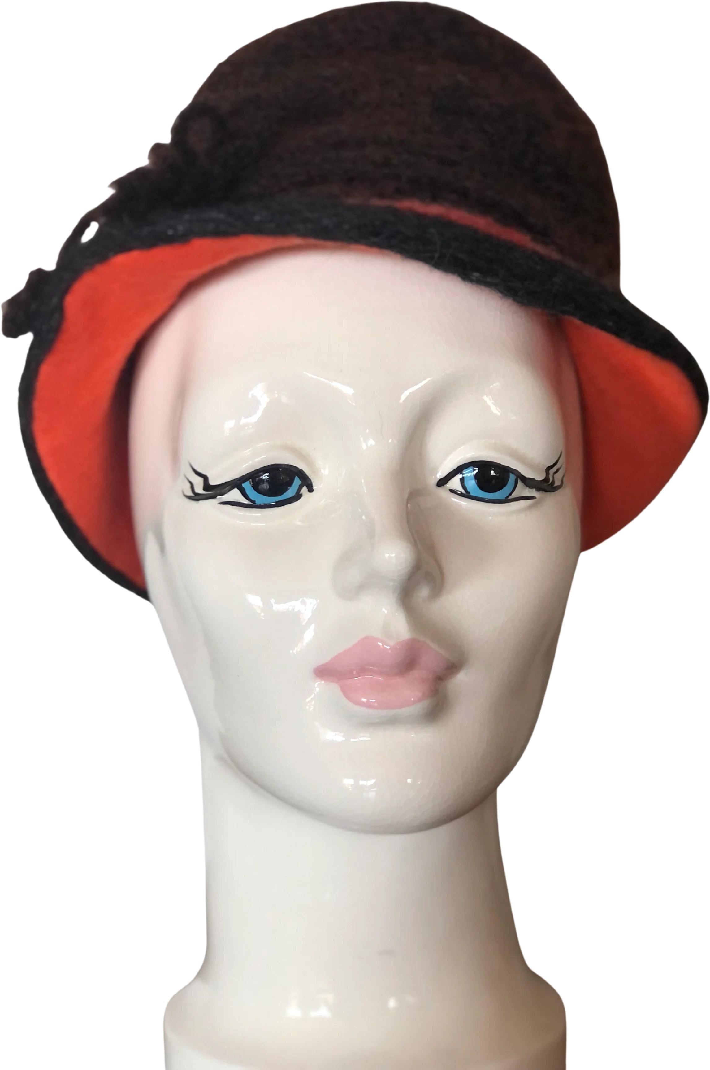 70s Striking Brown/orange Wool Knit Band Fuzzy Hat By Yves St Laurent