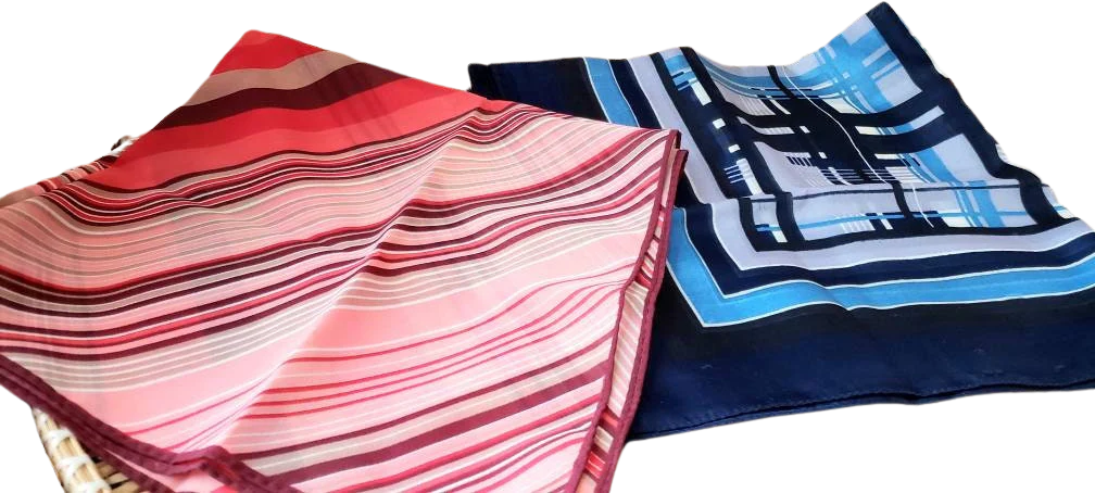 70s Striped Scarves by Nasharr Frères Set of 2: One Red Striped Scarf and One Blue Striped Scarf by Nasharr Frères Ltd - Image 2