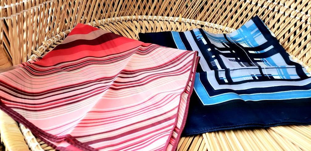 70s Striped Scarves by Nasharr Frères Set of 2: One Red Striped Scarf and One Blue Striped Scarf by Nasharr Frères Ltd - Image 3