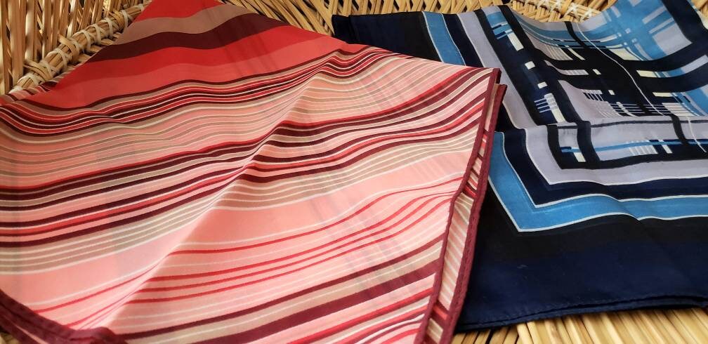 70s Striped Scarves by Nasharr Frères Set of 2: One Red Striped Scarf and One Blue Striped Scarf by Nasharr Frères Ltd - Image 6