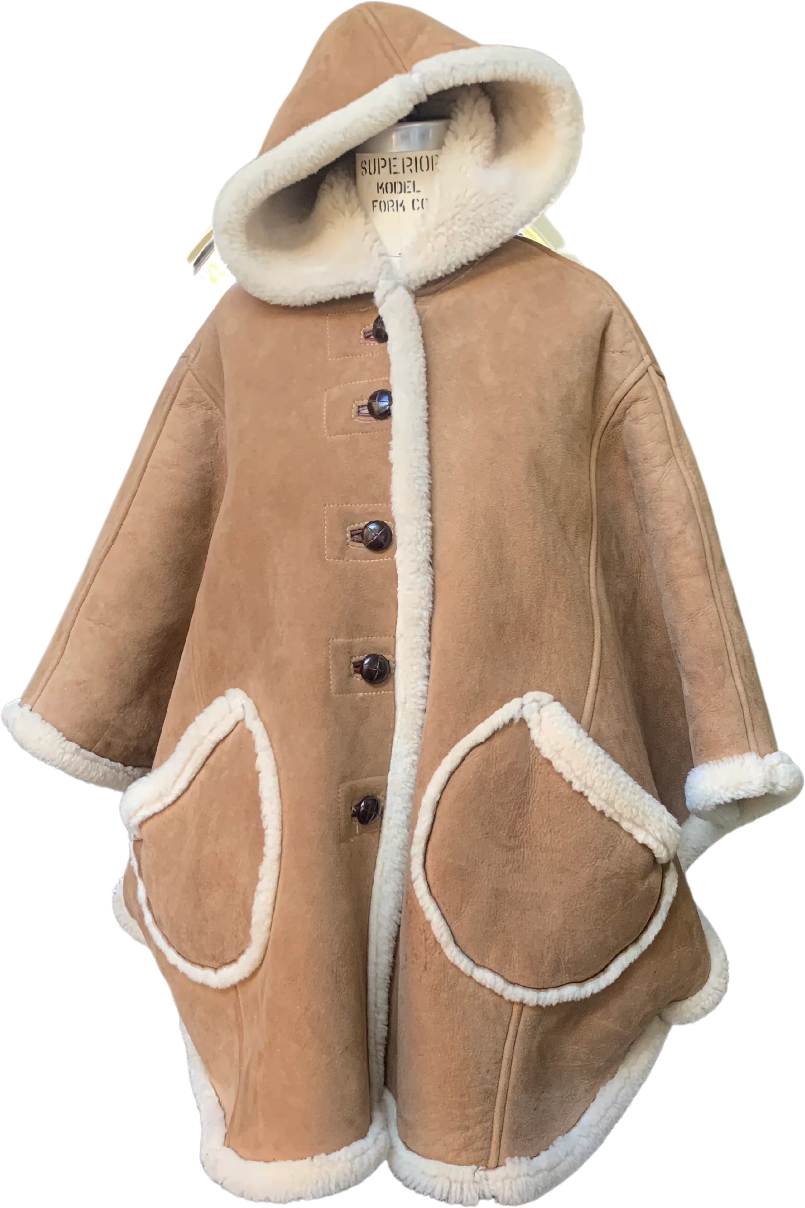 70s Tan Shearling Sheepskin Cape By Custom Made Ramswear - Image 3