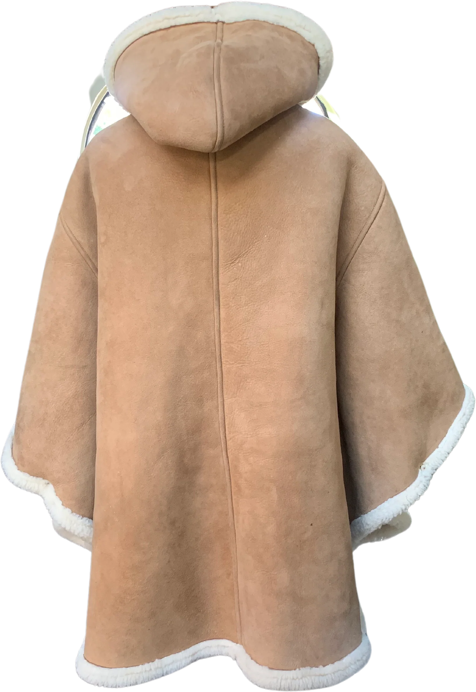 70s Tan Shearling Sheepskin Cape By Custom Made Ramswear - Image 4
