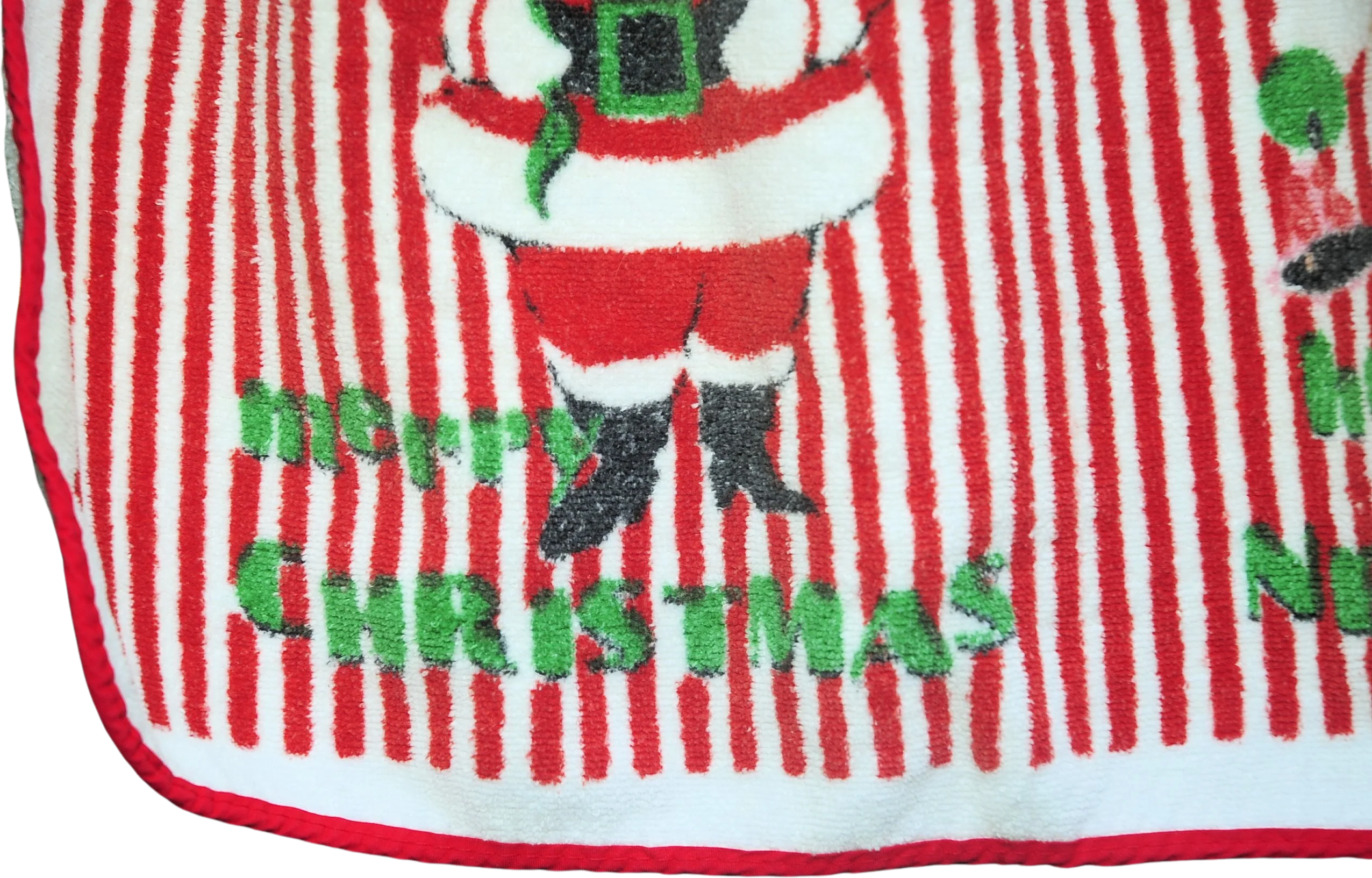 70s Terry Cloth Apron Merry Christmas Santa Snowman - Image 2