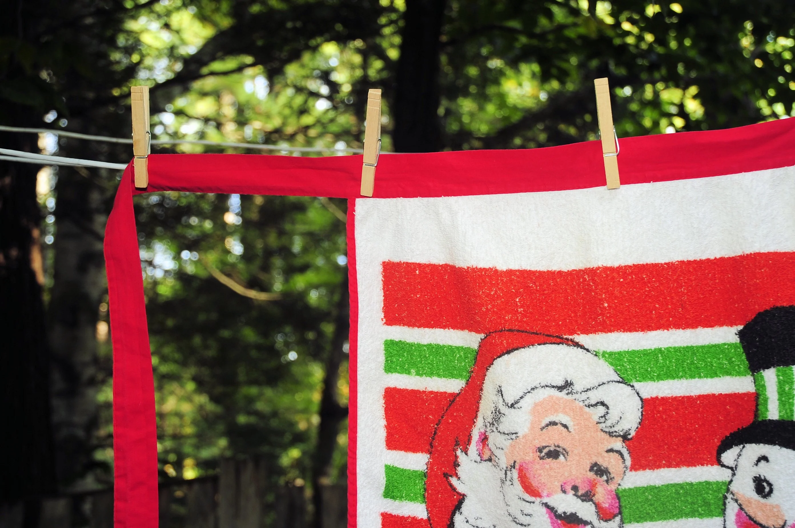 70s Terry Cloth Christmas Half Apron Santa And Snowman - Image 5