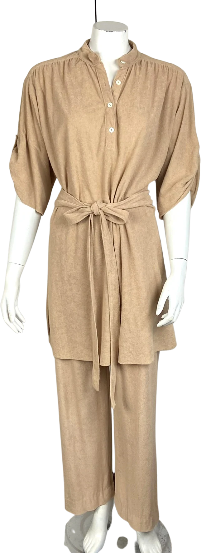 70s Terrycloth Tunic Top Pants Suit Matching Set By Mary Martin for Rainbow of California