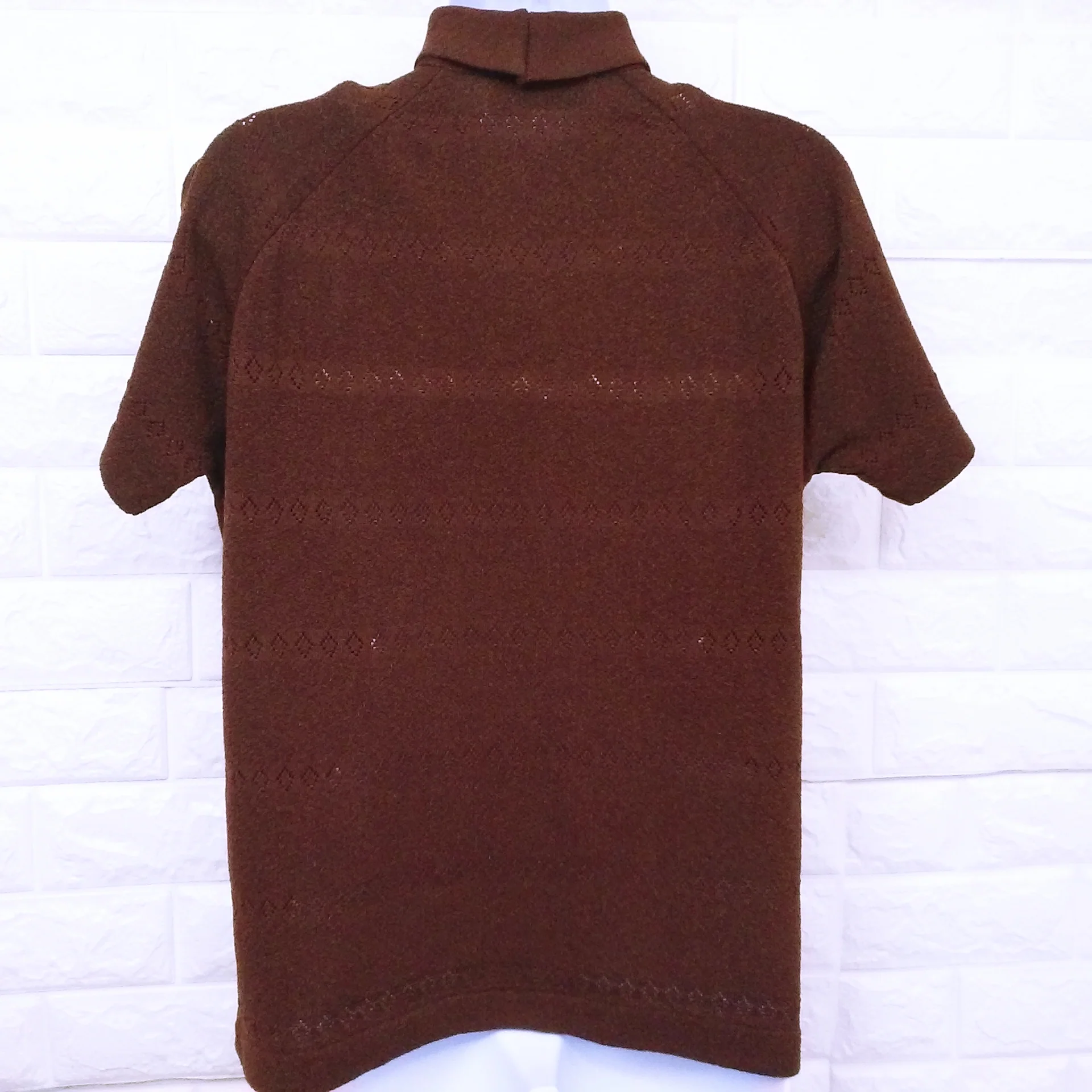 70s Textured Knit Top Collar-bow Diamond Pattern By Talbott by Robert Talbott Made In Usa - Image 11