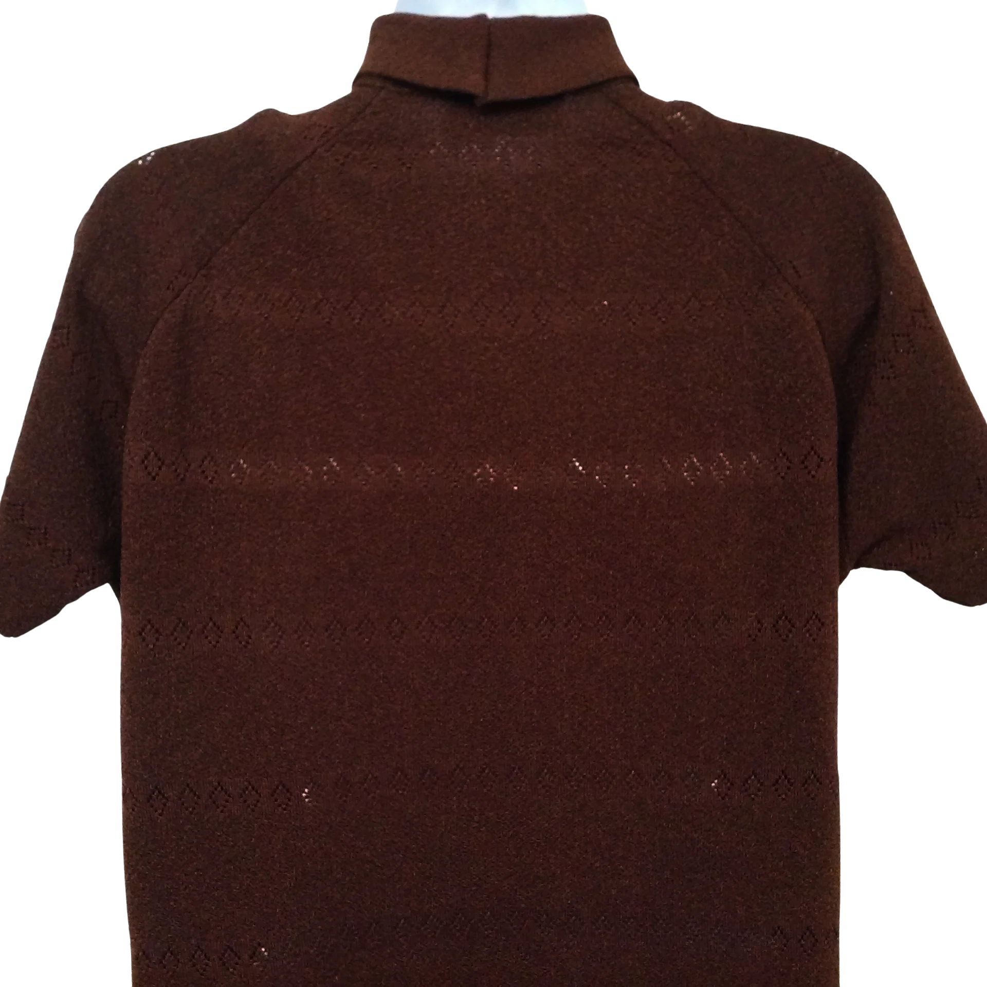70s Textured Knit Top Collar-bow Diamond Pattern By Talbott by Robert Talbott Made In Usa - Image 2