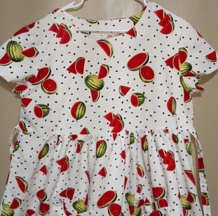 70s Textured Watermelon Dress With Pockets And Tie By Handcrafted - Image 3