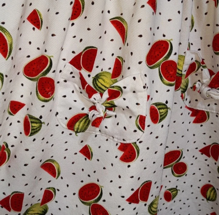 70s Textured Watermelon Dress With Pockets And Tie By Handcrafted - Image 5