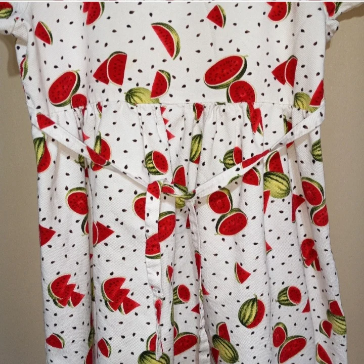 70s Textured Watermelon Dress With Pockets And Tie By Handcrafted - Image 6