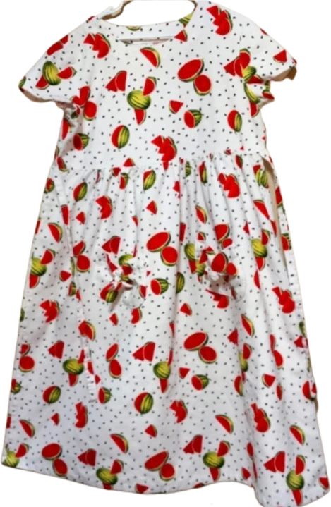 70s Textured Watermelon Dress With Pockets And Tie By Handcrafted - Image 2