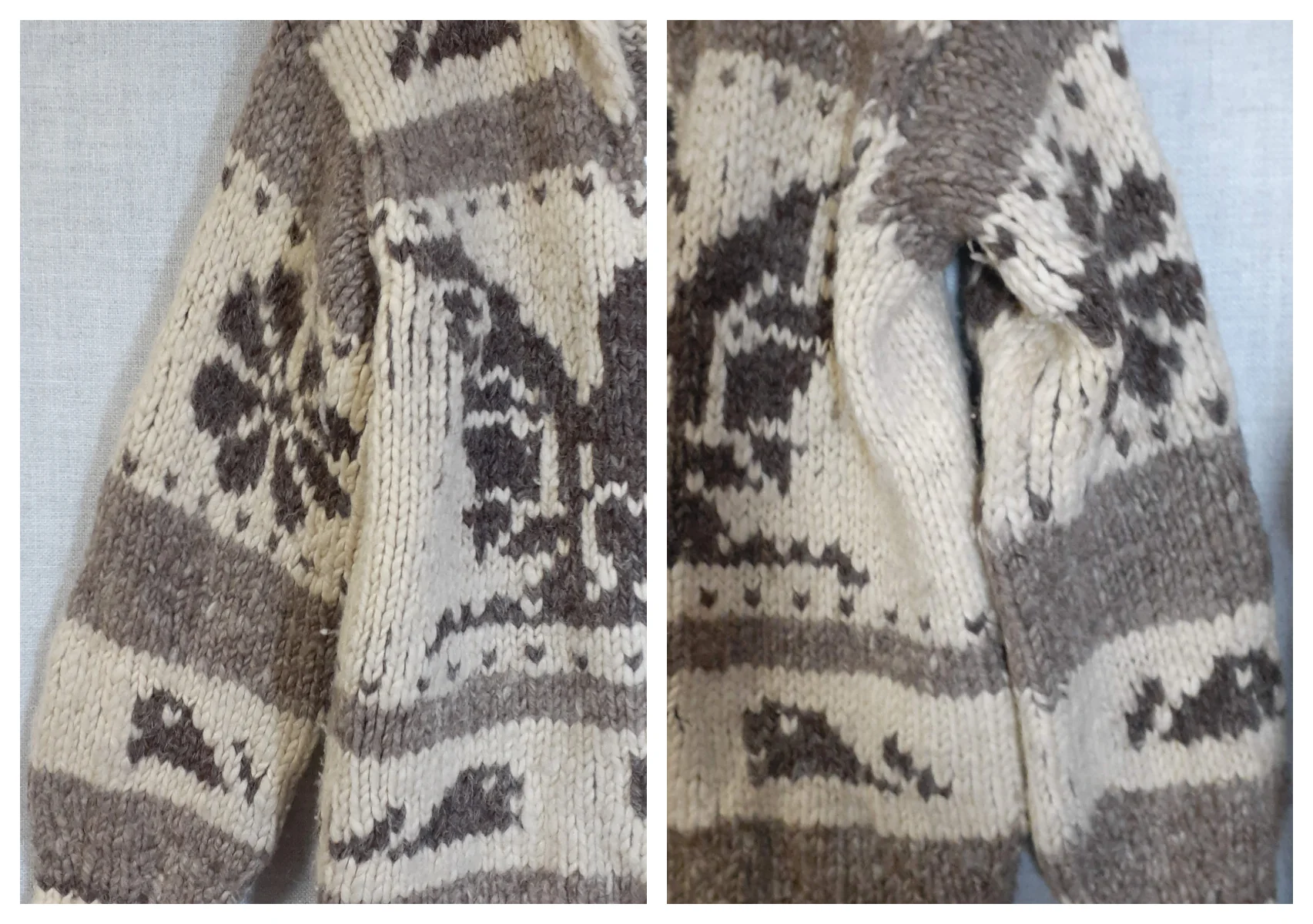 70s Thick Chunky Pure Wool Hand Knit Cowichan Sweater By Hand Knit Thuderbird Cowichan / Lebowski Sweater - Image 5